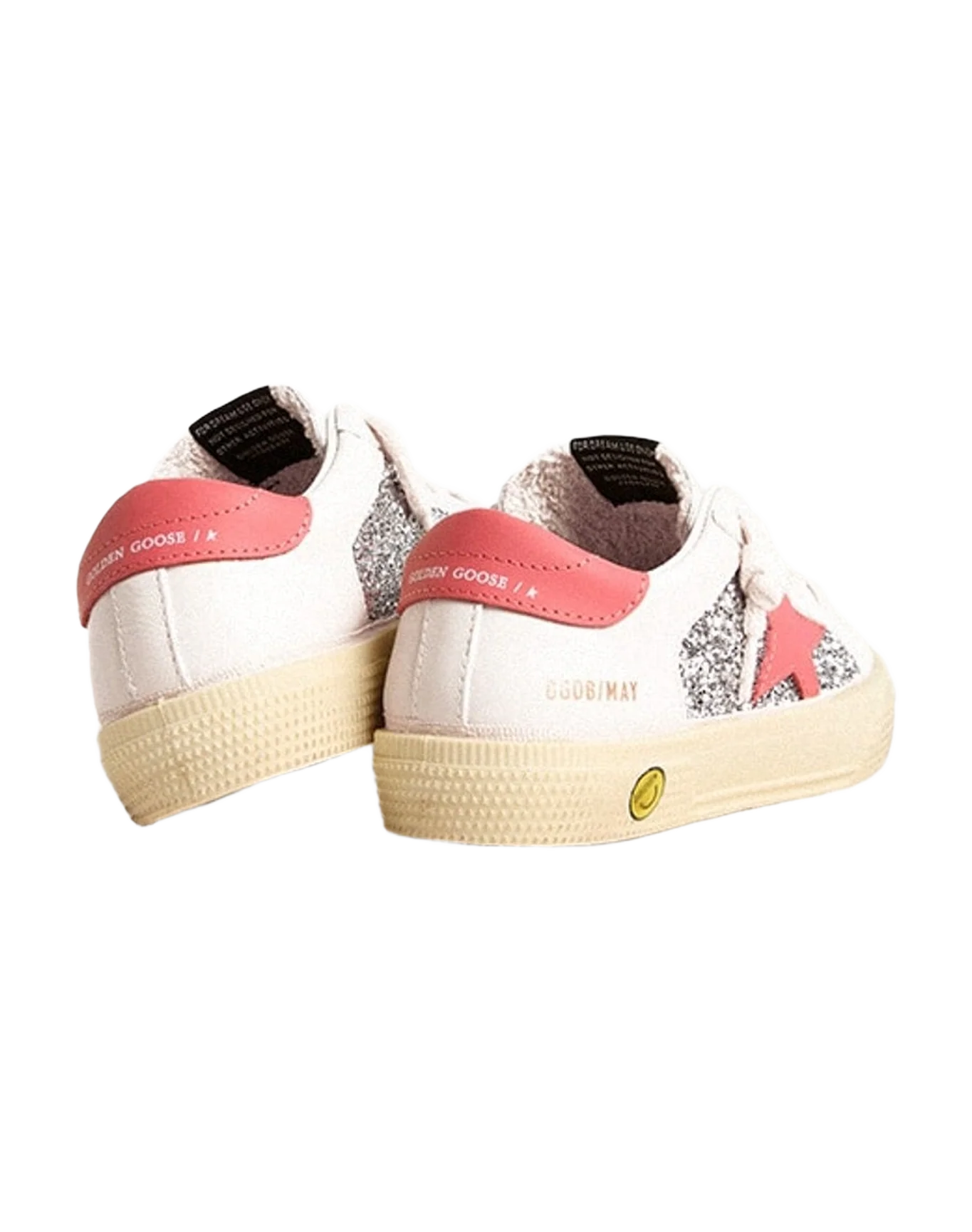 Girl | Young May with Pink Leather Star & Heel Tab | Silver x White x Red (V2)