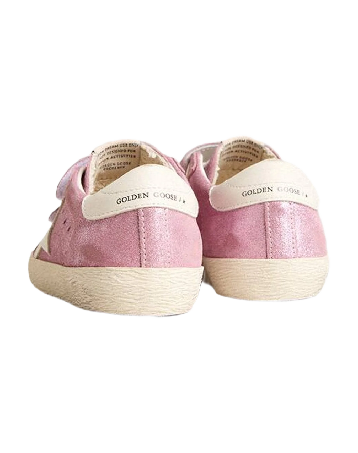 Girl | Young Old School Metallic Suede with Leather Star & Heel Tab | Pink x White (V1) - Image 5