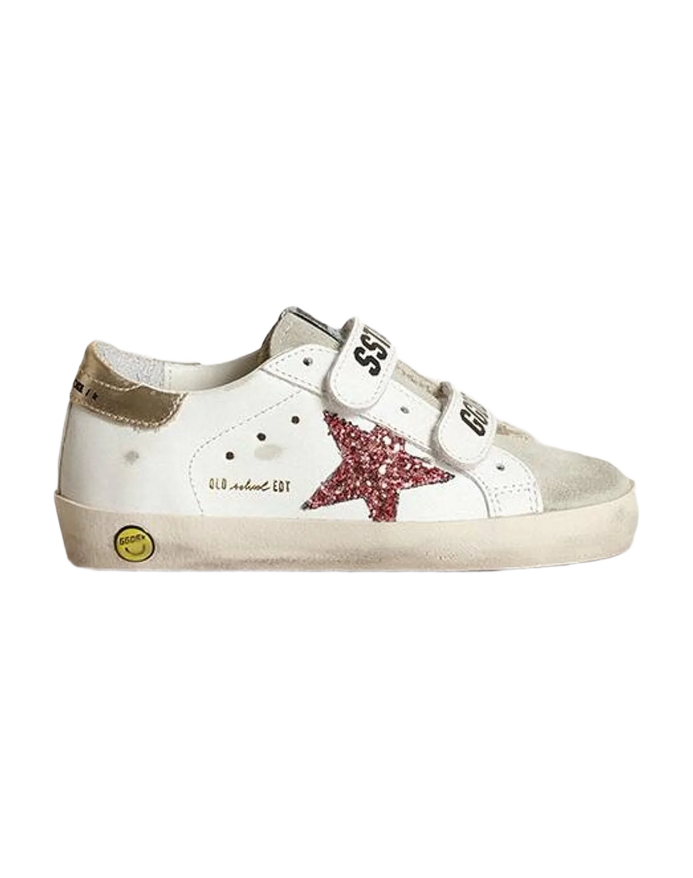 Girl | Young Old School with Glitter Star & Heel Tab | White x Ice x Pink x Platinum (V1) - Image 4