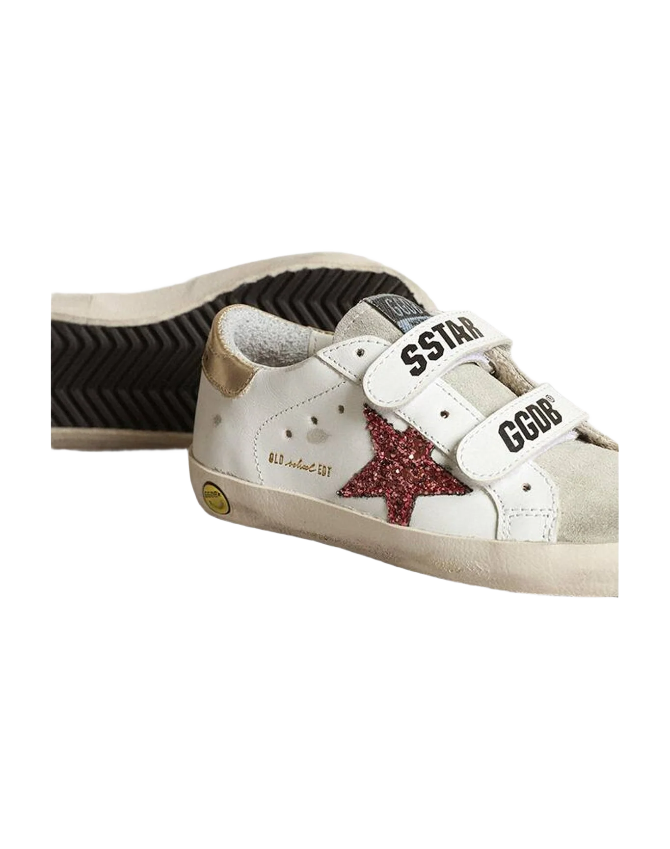 Girl | Young Old School with Glitter Star & Heel Tab | White x Ice x Pink x Platinum (V1) - Image 5