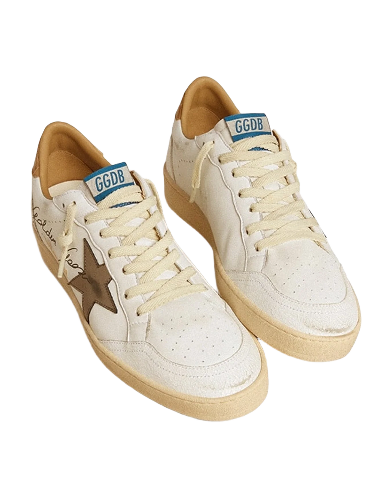 Men | Ball Star Nappa with Metallic Star & Croc Print Leather Heel Tab | White x Silver x Beige (V1) - Image 2