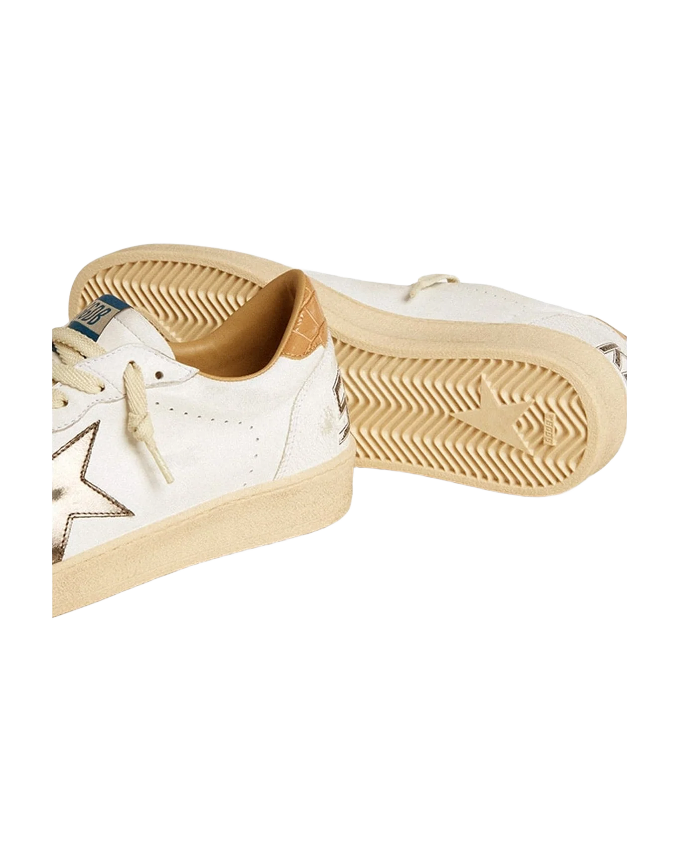 Men | Ball Star Nappa with Metallic Star & Croc Print Leather Heel Tab | White x Silver x Beige (V2)