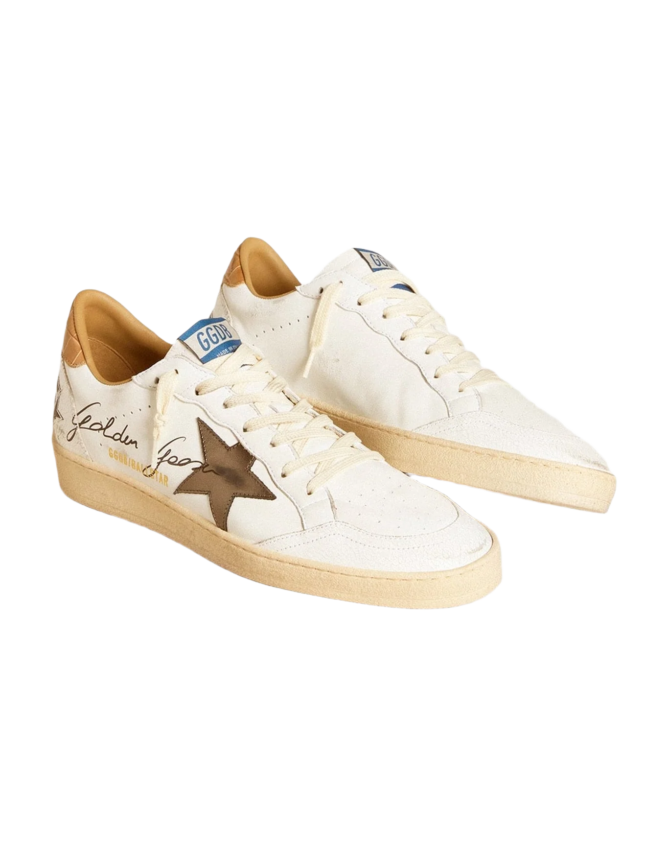 Men | Ball Star Nappa with Metallic Star & Croc Print Leather Heel Tab | White x Silver x Beige (V2) - Image 7