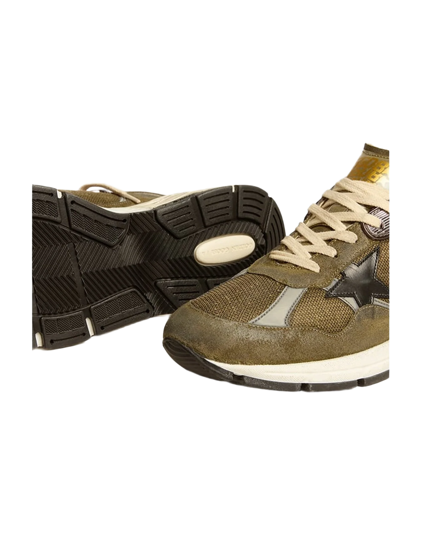 Men | Dad Star Suede & Mesh with Leather Star & Heel Tab | Olive Green x Grey x Black (V1) - Image 5