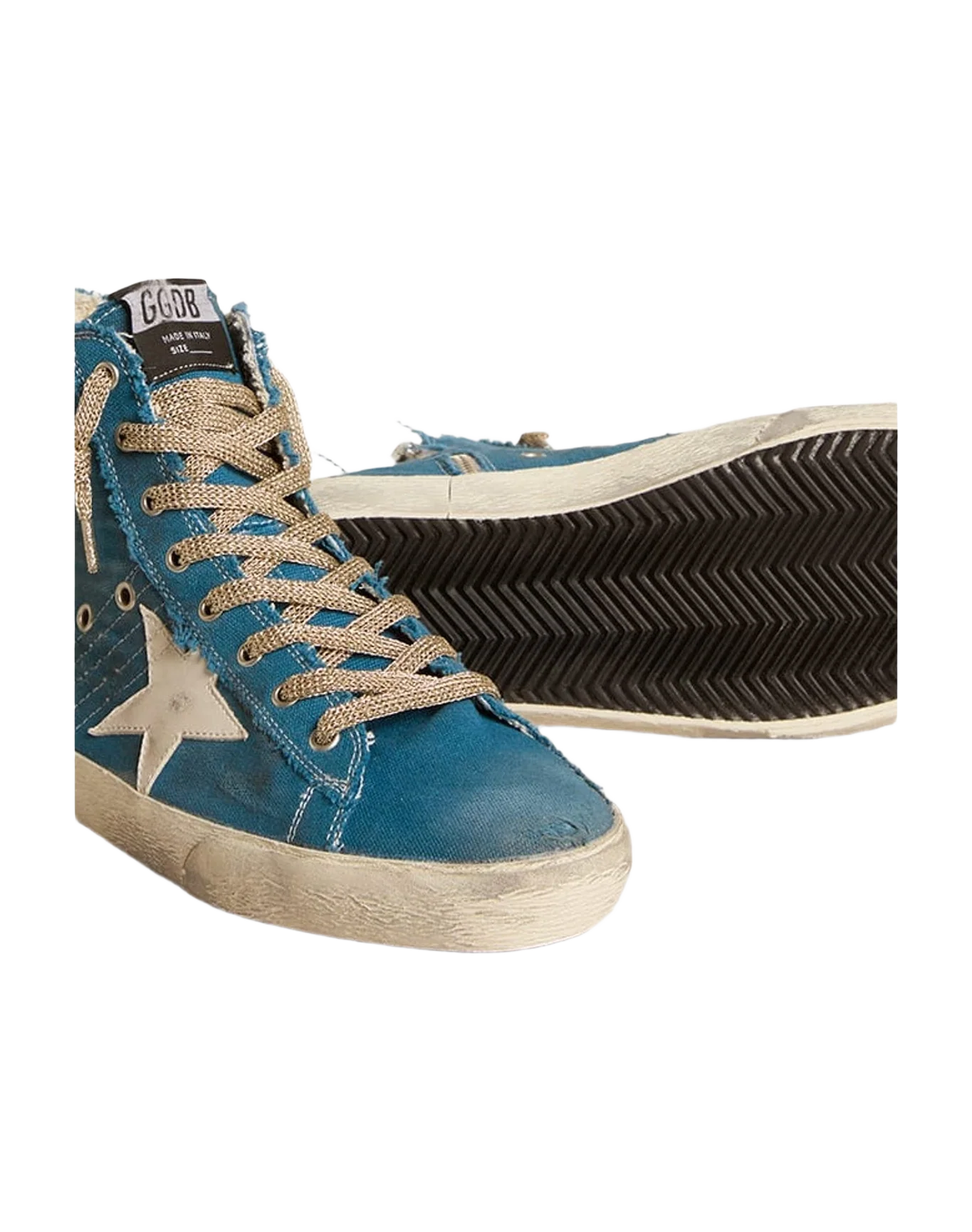 Men | Francy Light Blue Canvas with White Leather Star & Heel Tab | Azul Oscuro x Milk (V1)