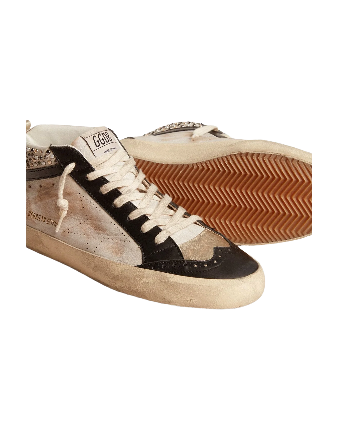 Men | Mid Star Ltd & Leather with Pearls & Perforated Star | White x Black x Platinum (V2) - Image 6
