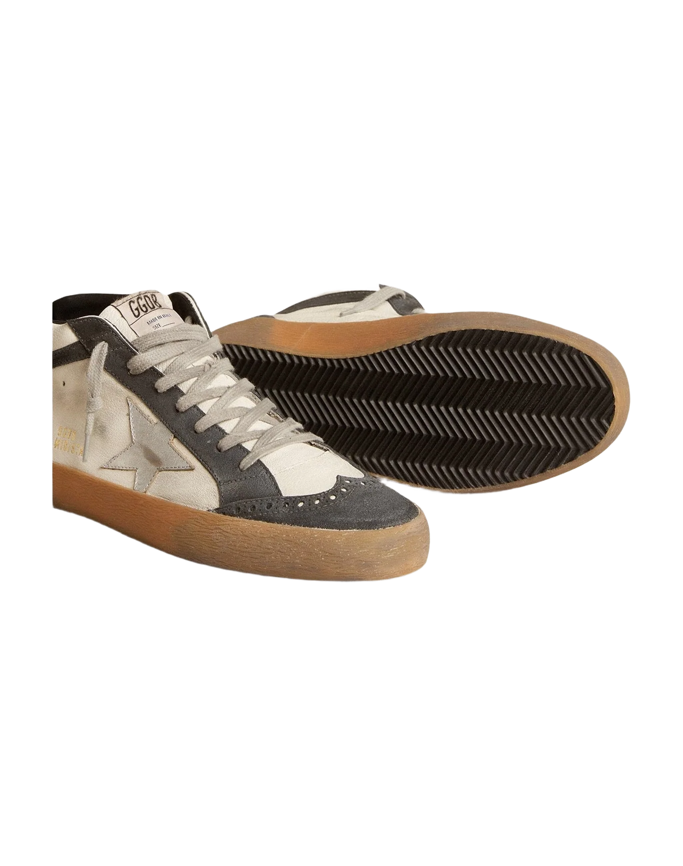 Men | Mid Star Nappa Leather with Leather Star & Suede Flash | White x Black x Silver (V1)