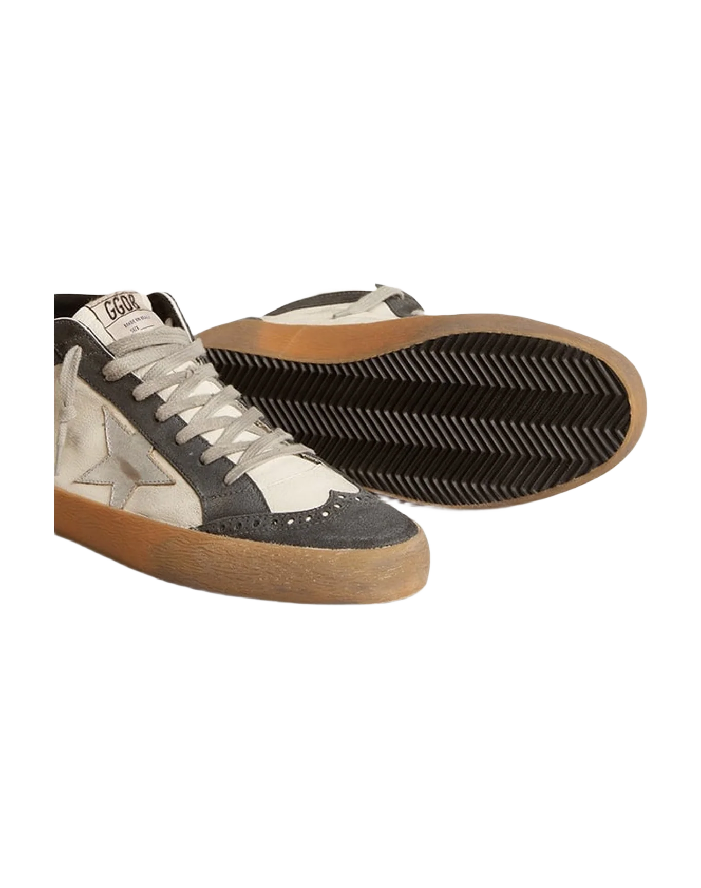 Men | Mid Star Nappa Leather with Leather Star & Suede Flash | White x Black x Silver (V1) - Image 4