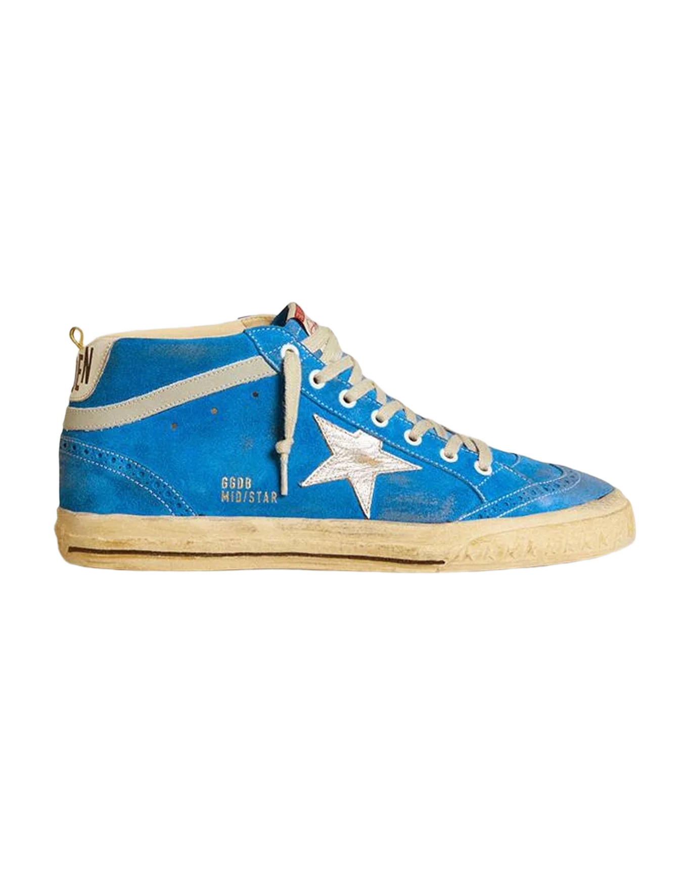 Men | Mid Star Suede with Metallic Leather Star & Leather Heel Tab | Blue x Light Grey x Silver x White (V1) - Image 5