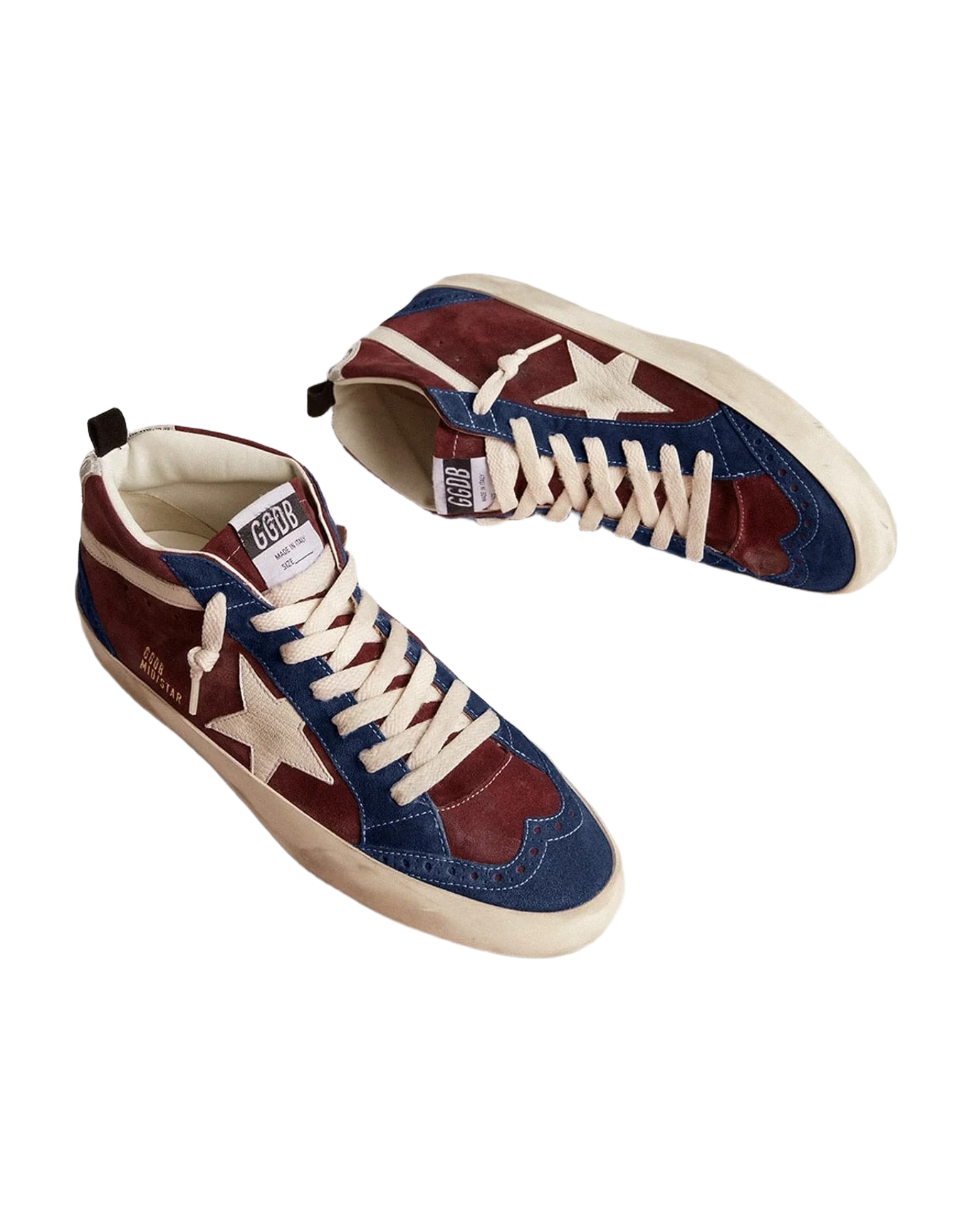 Men | Mid Star Wine Red Suede with Nappa Star & Flash | Merlot x Blue x White (V1) - Image 5