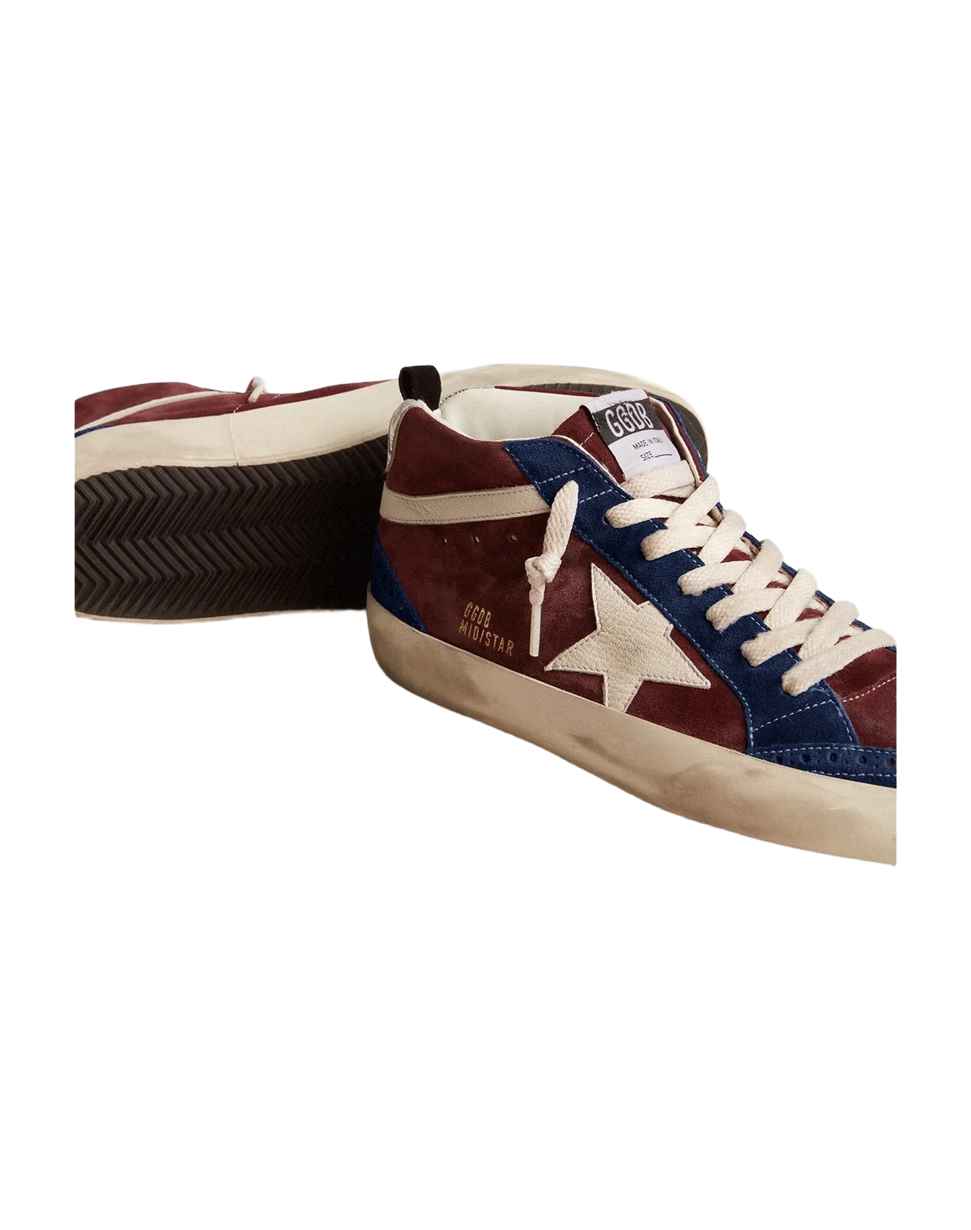 Men | Mid Star Wine Red Suede with Nappa Star & Flash | Merlot x Blue x White (V1) - Image 8