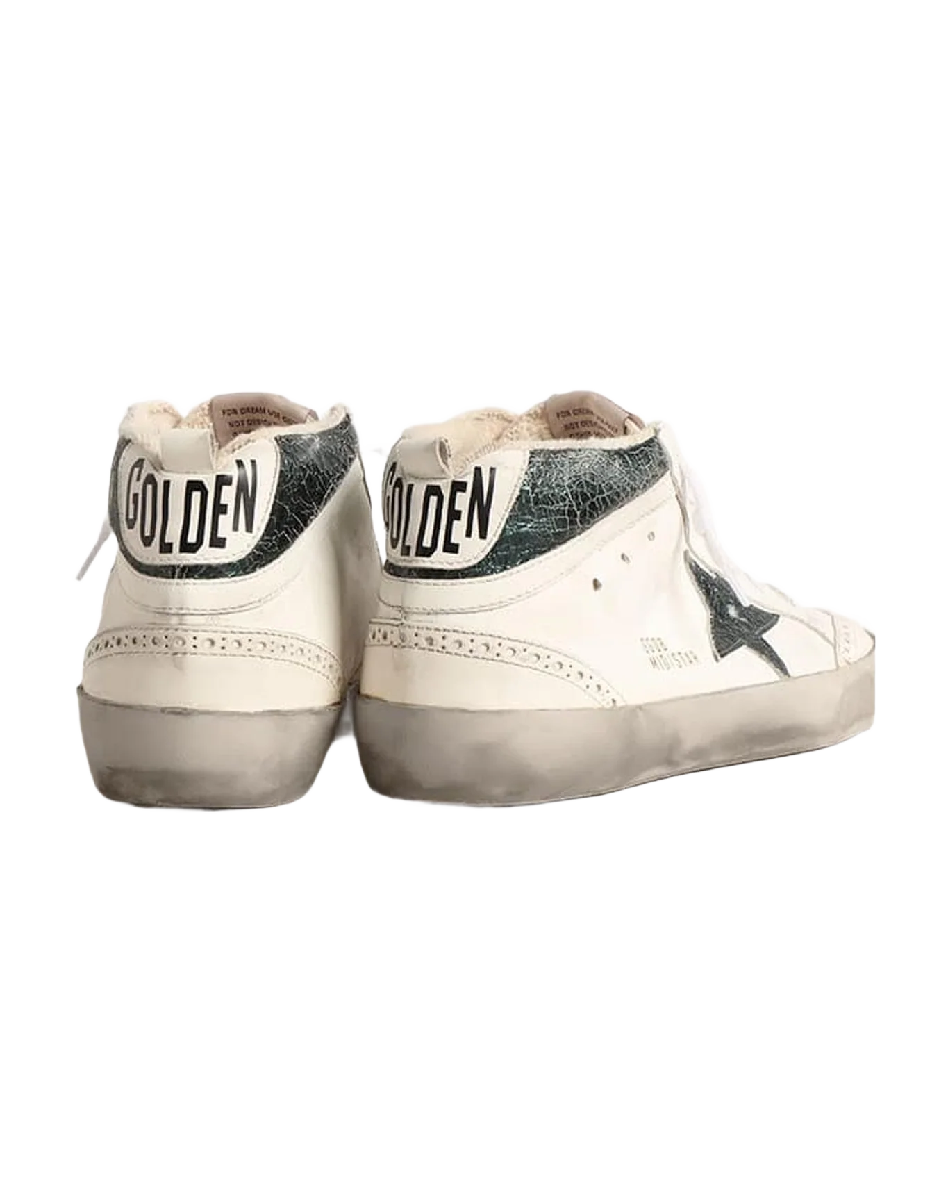 Men | Mid Star with Metallic Leather Star & Flash | White x Ivory x Emerald Green (V1)