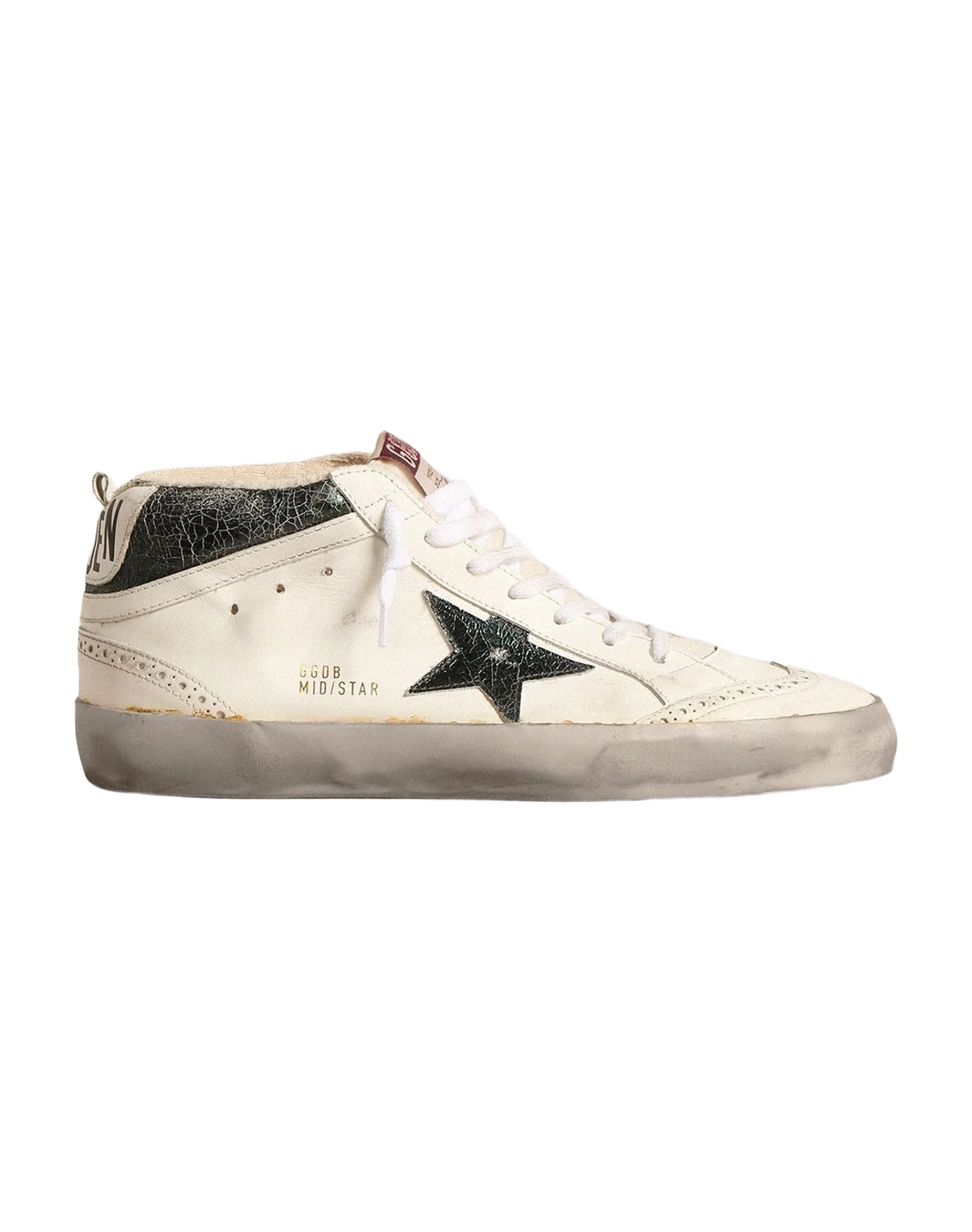 Men | Mid Star with Metallic Leather Star & Flash | White x Ivory x Emerald Green (V1) - Image 6
