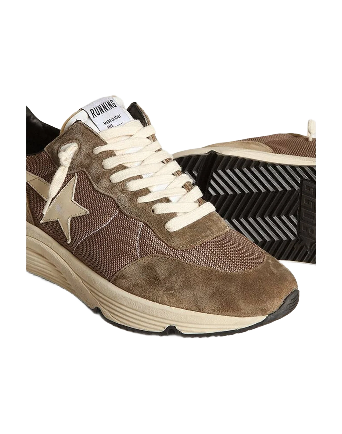 Men | Running Sole Mesh & Leather with Star | Olive Green x Cream (V2) - Image 3