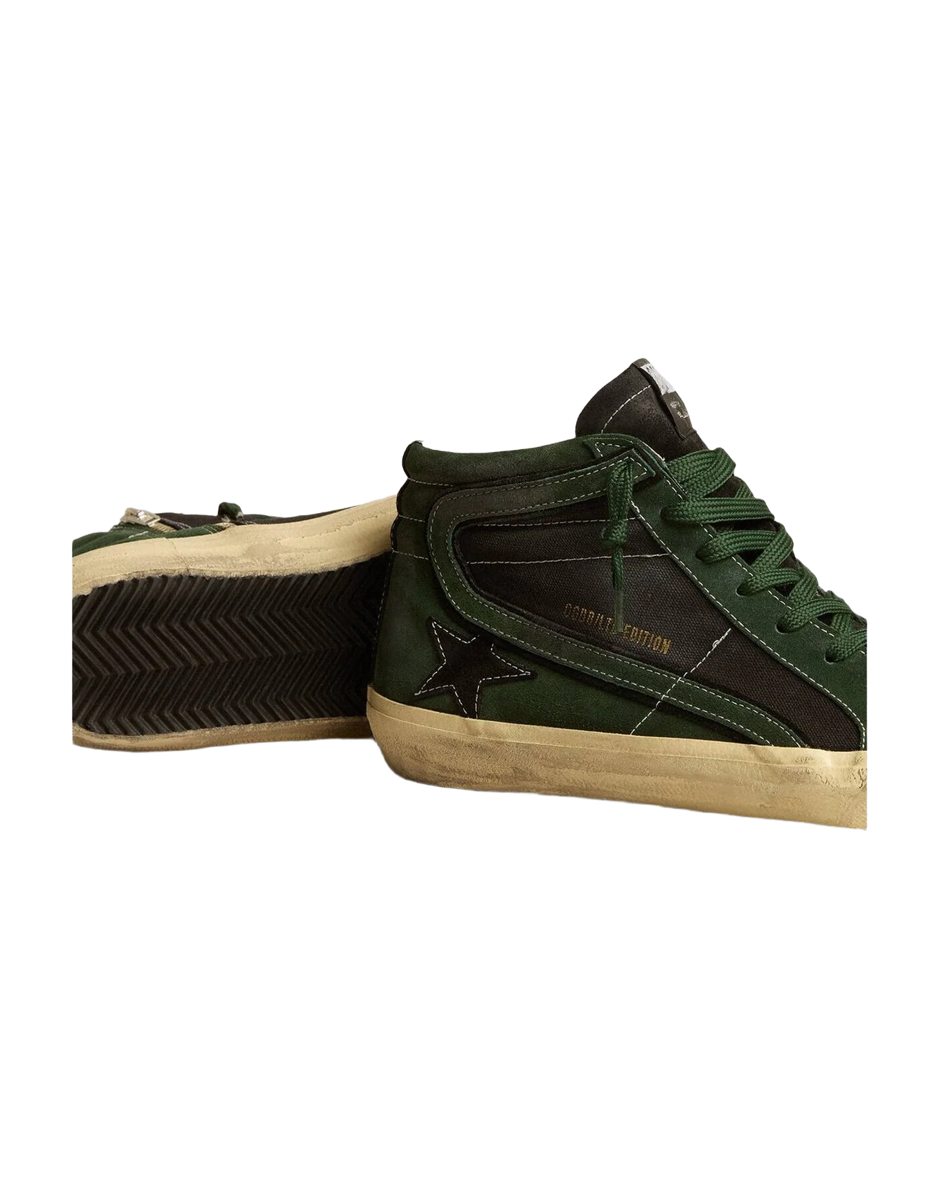 Men | Slide Ltd Suede & Canvas with Suede Star & Flash | Green x Black (V1) - Image 3
