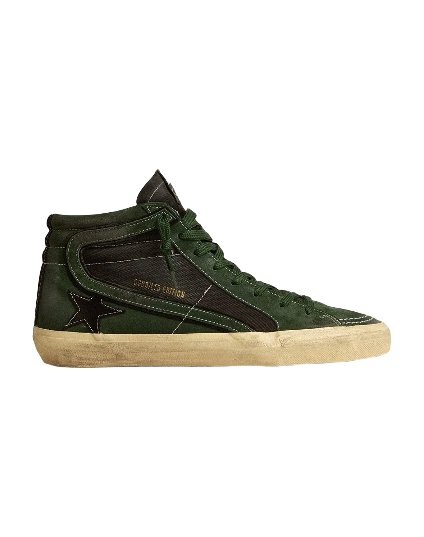 Men | Slide Ltd Suede & Canvas with Suede Star & Flash | Green x Black (V1) - Image 4