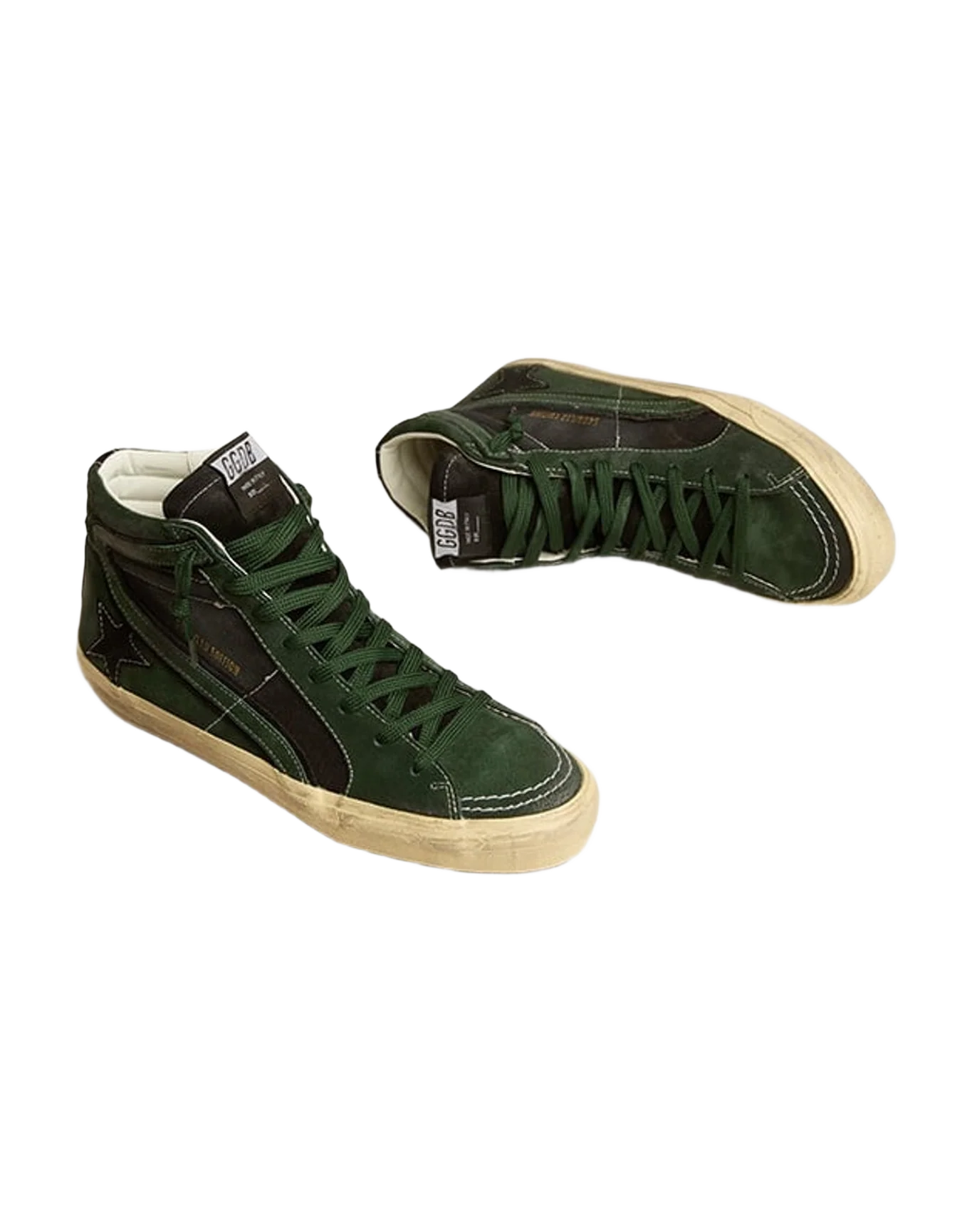 Men | Slide Ltd Suede & Canvas with Suede Star & Flash | Green x Black (V1) - Image 5