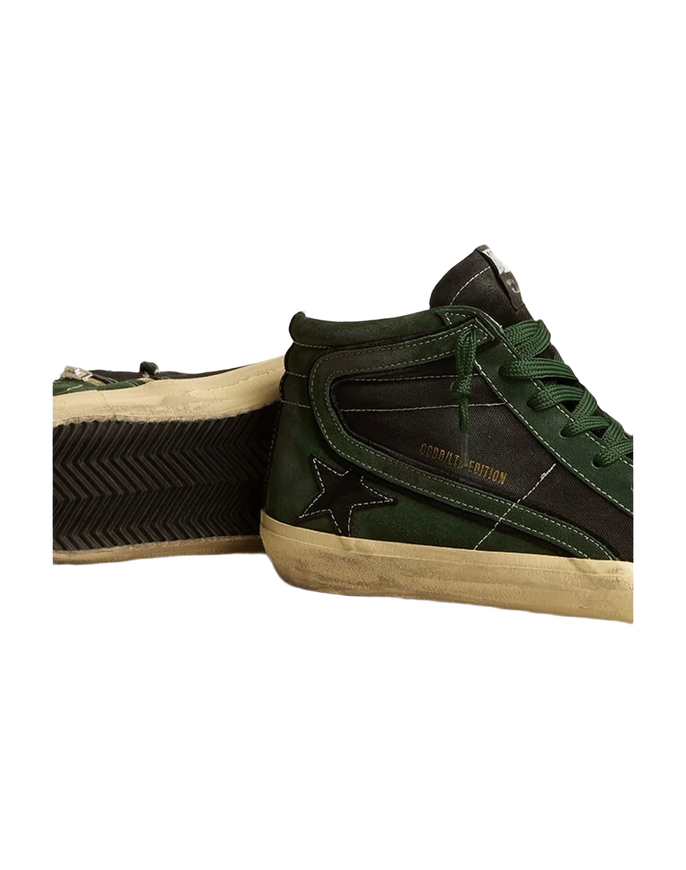 Men | Slide Ltd Suede & Canvas with Suede Star & Flash | Green x Black (V1) - Image 7