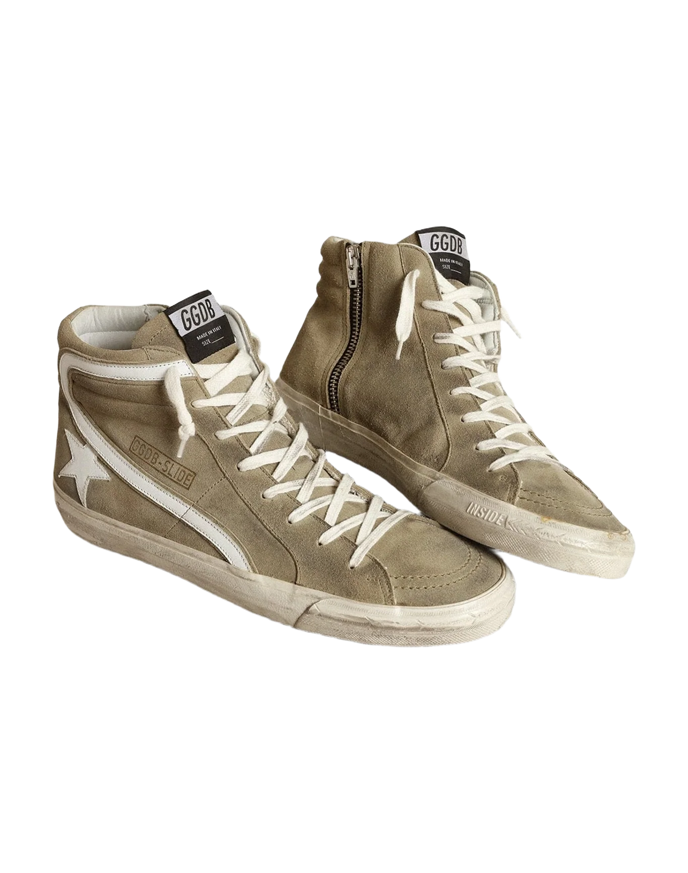 Men | Slide Military Suede with Star & Flash | Light Green x White (V2) - Image 5