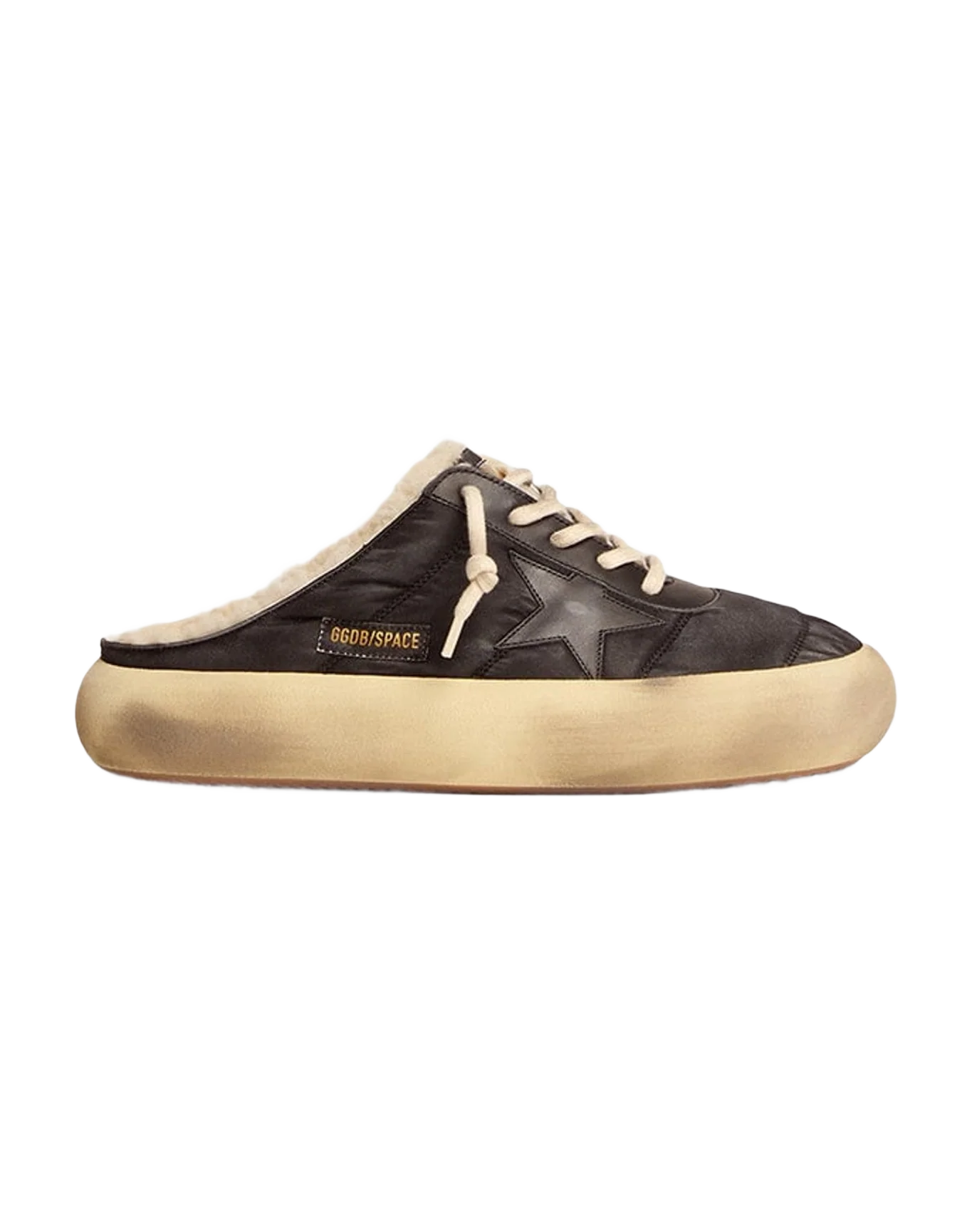 Men | Space Star Sabot Shoes Quilted Nylon with Shearling Lining | Black (V1) - Image 5