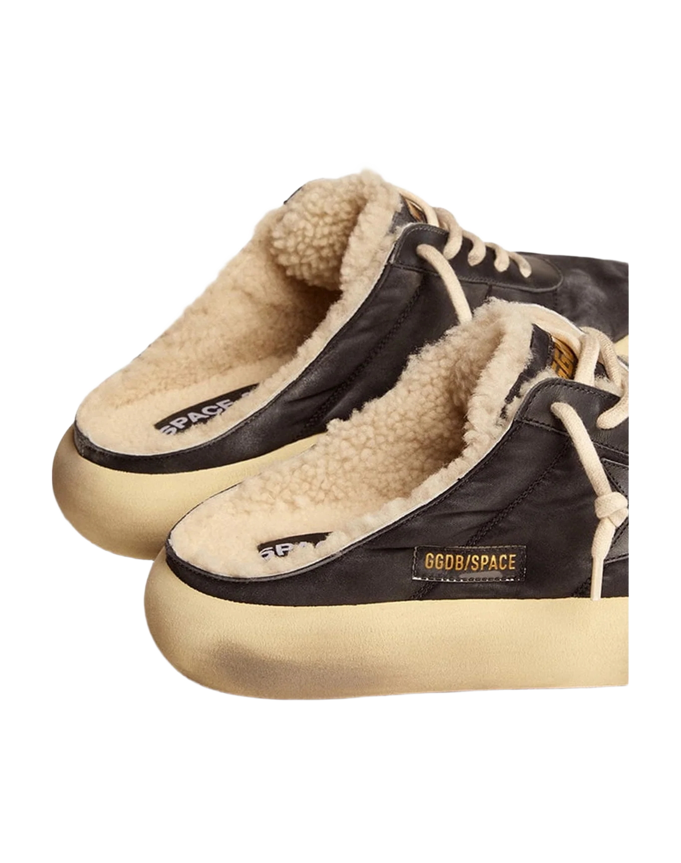 Men | Space Star Sabot Shoes Quilted Nylon with Shearling Lining | Black (V1) - Image 6