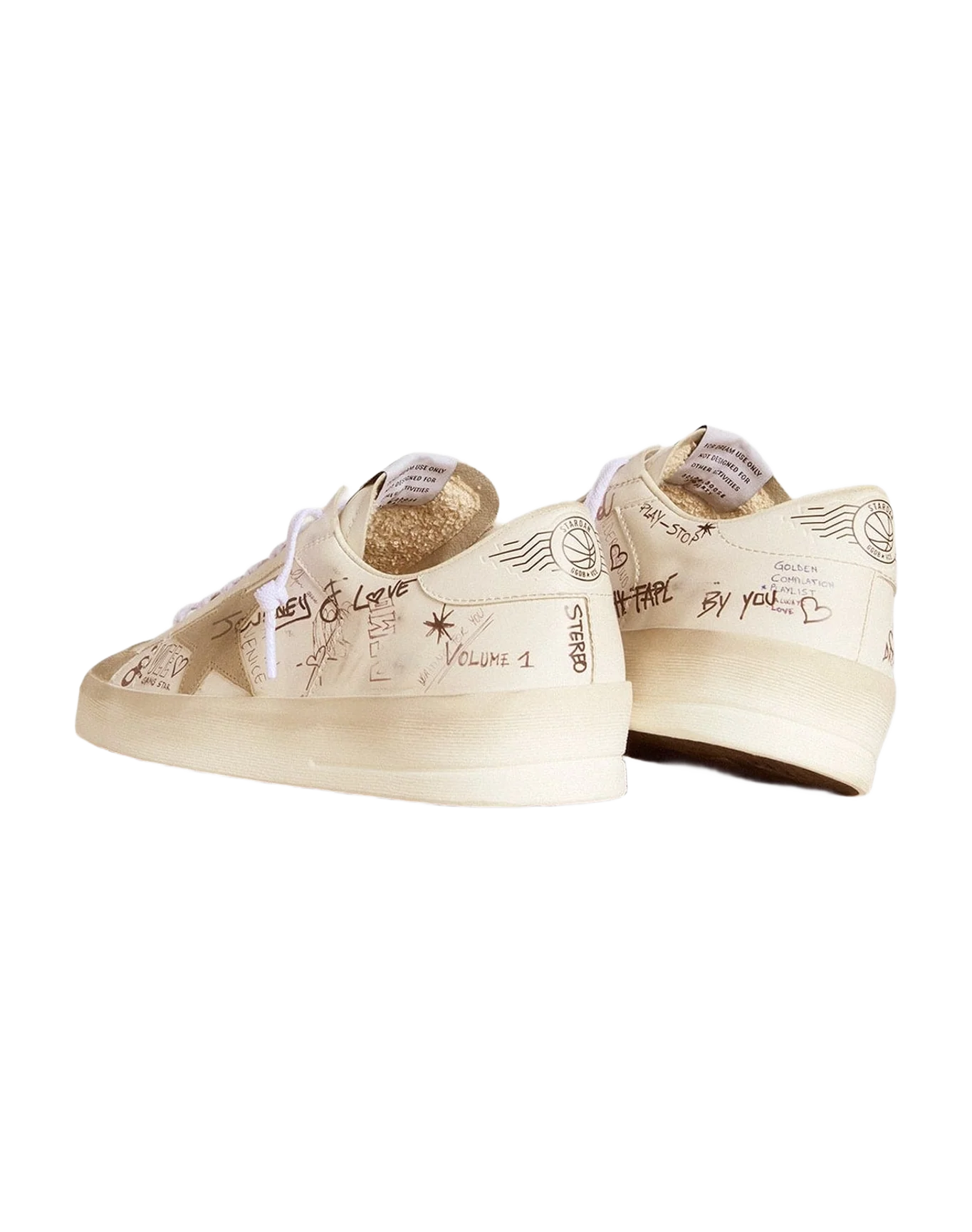Men | Stardan Leather with All Over Lettering & Gray Suede Star | White x Ice (V1) - Image 6