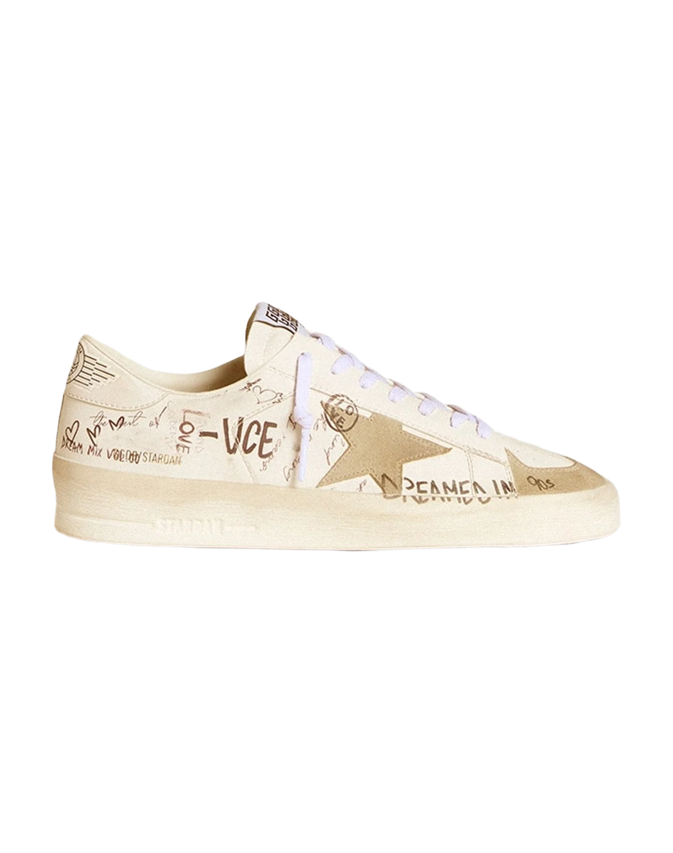 Men | Stardan Leather with All Over Lettering & Gray Suede Star | White x Ice (V1) - Image 9
