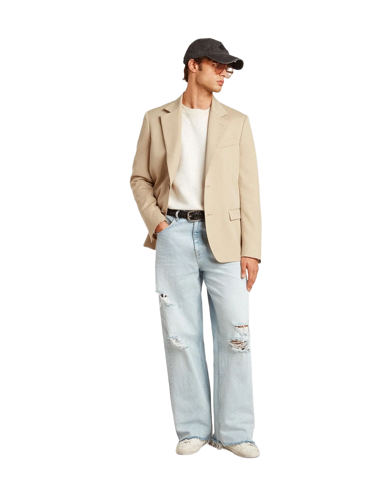 Men | Stardan Leather with All Over Lettering & Gray Suede Star | White x Ice (V2) - Image 8