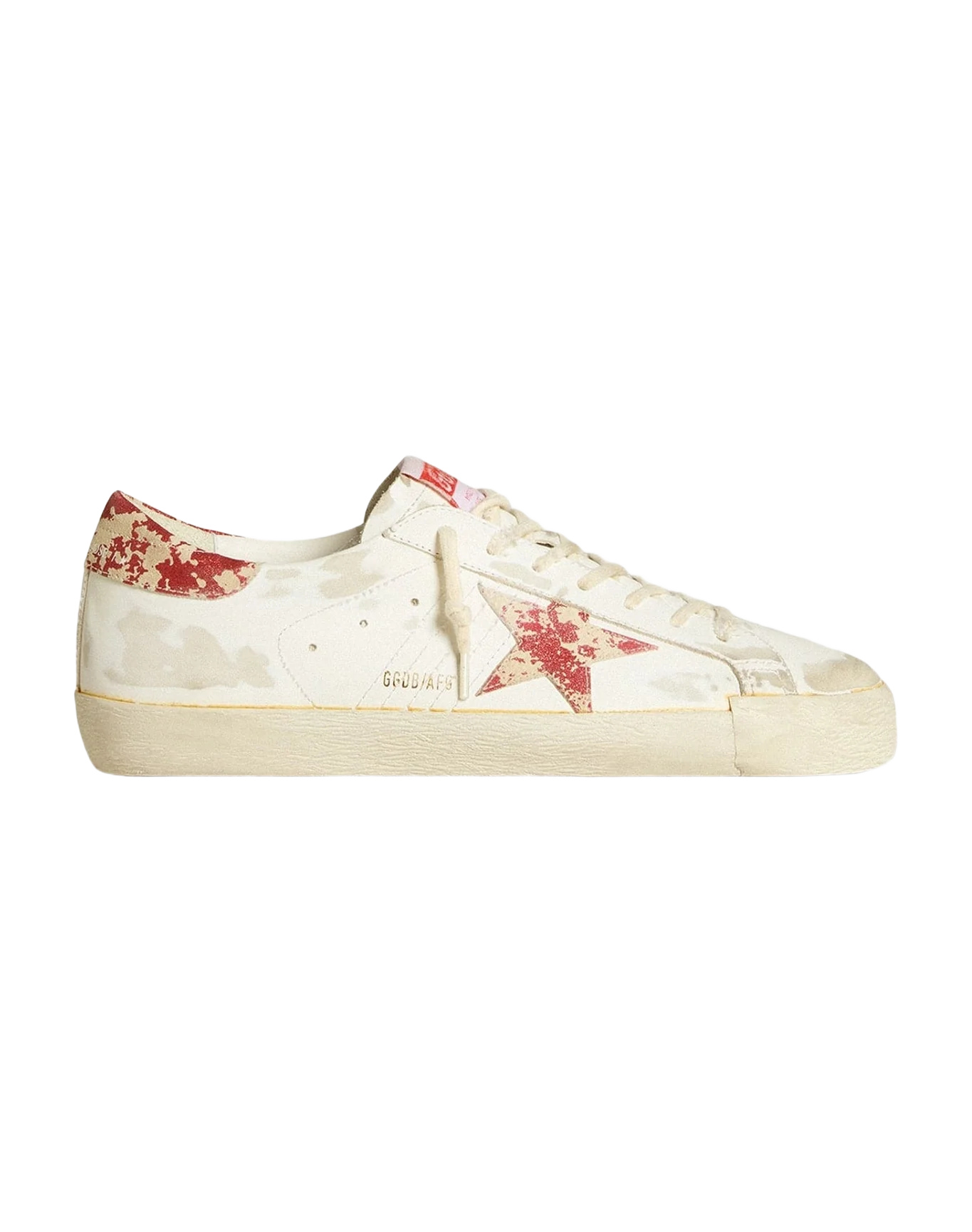 Men | Super-Star Lab with Rust Effect Star & Heel Tab | White x Milk x Red (V1) - Image 3