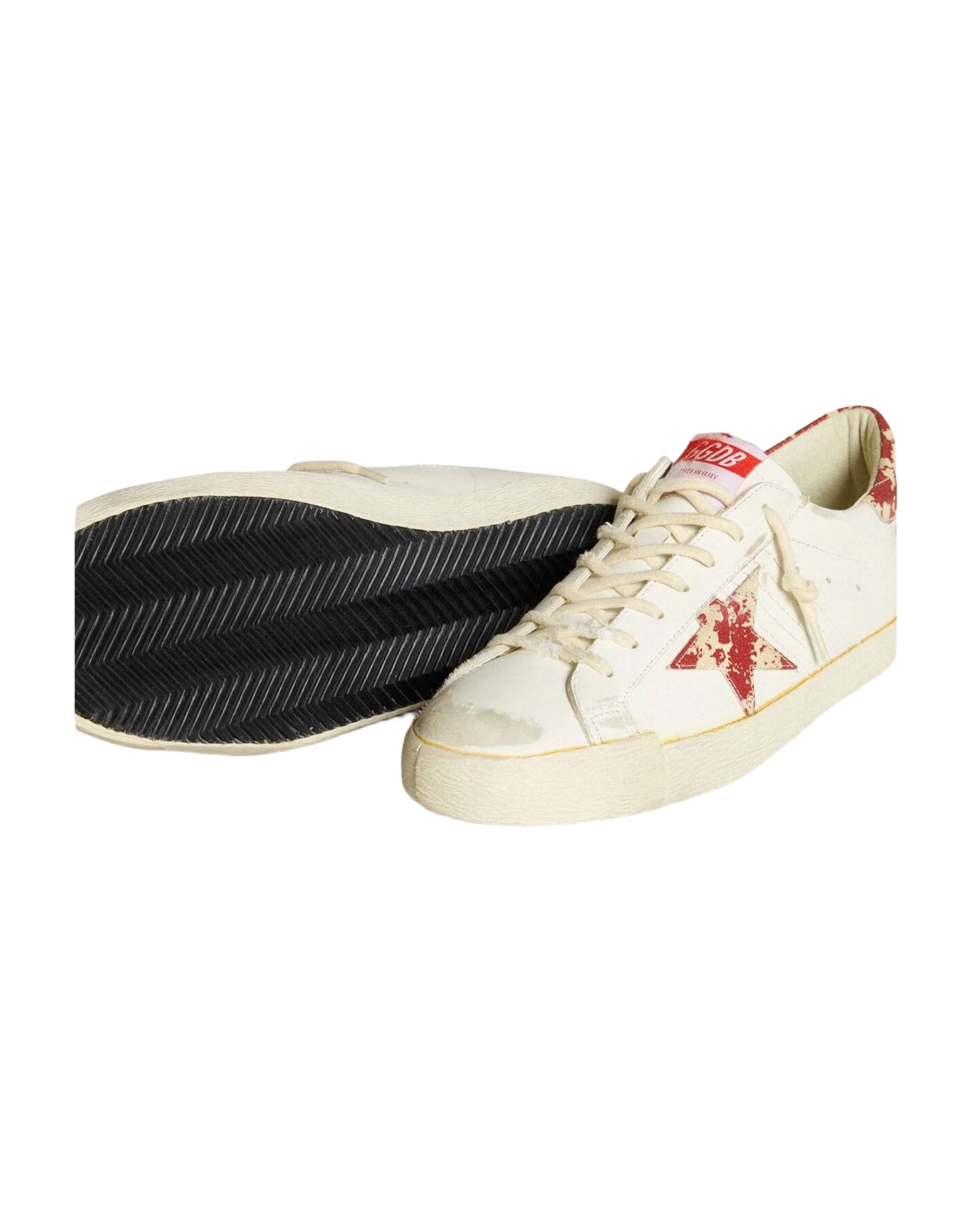 Men | Super-Star Lab with Rust Effect Star & Heel Tab | White x Milk x Red (V2) - Image 6