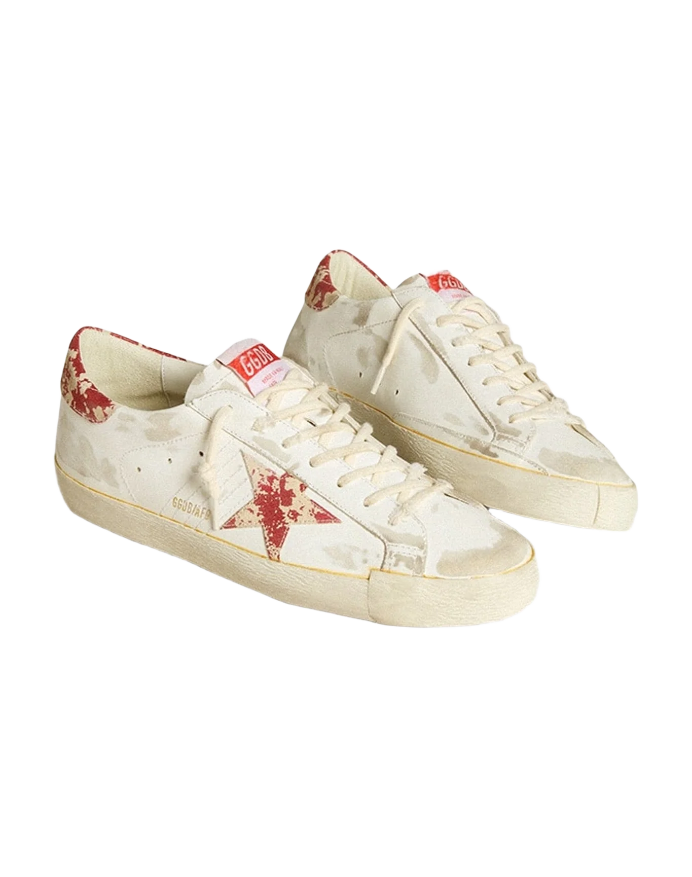 Men | Super-Star Lab with Rust Effect Star & Heel Tab | White x Milk x Red (V2) - Image 8