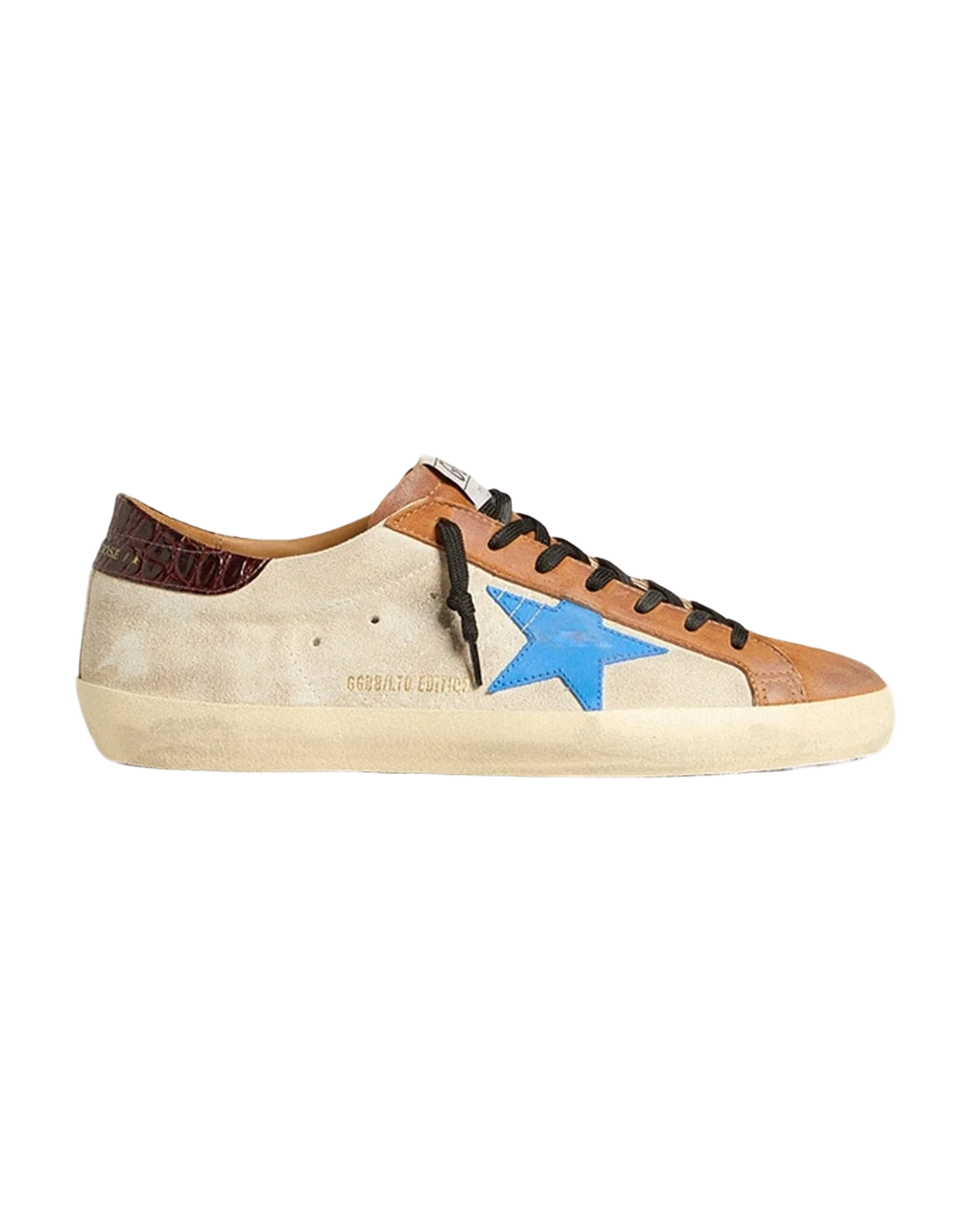 Men | Super-Star Ltd with Light Blue Star & Crocodile Print Heel Tab | Beige x Tabacco x Blu (V1) - Image 7