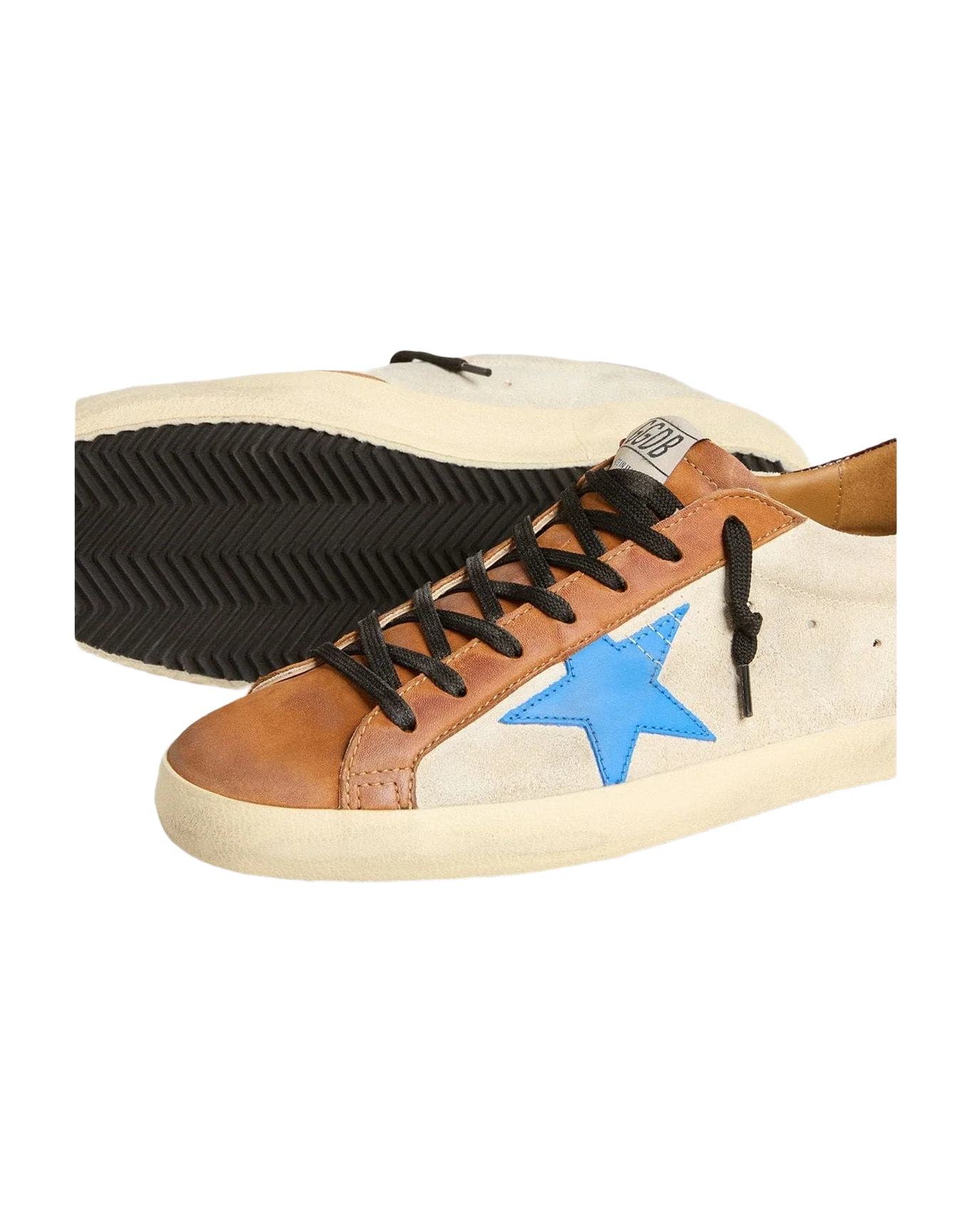 Men | Super-Star Ltd with Light Blue Star & Crocodile Print Heel Tab | Beige x Tabacco x Blu (V1) - Image 8