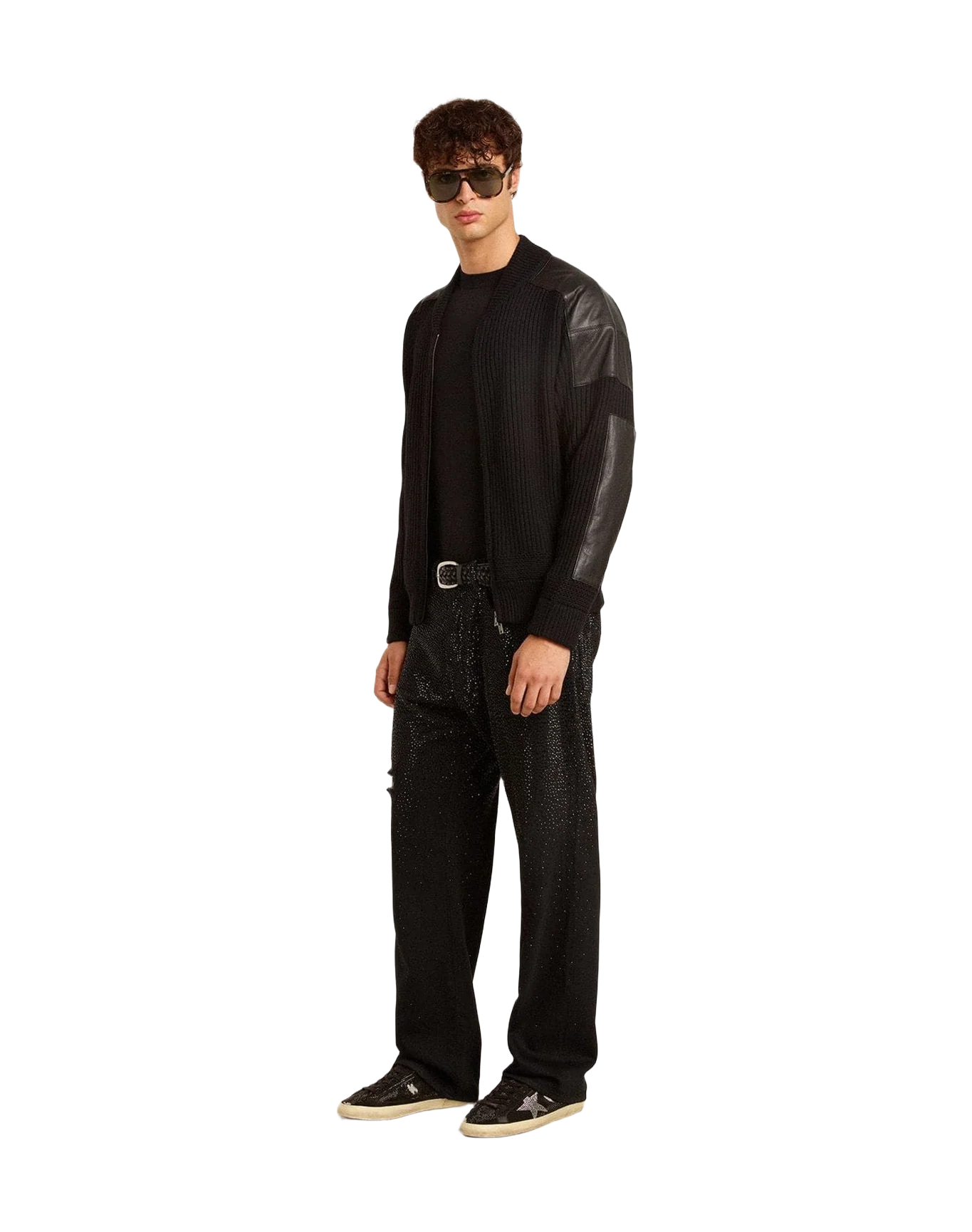 Men | Super-Star Suede & Swarovski Crystals with Silver Star | Black x Crystal (V2) - Image 10