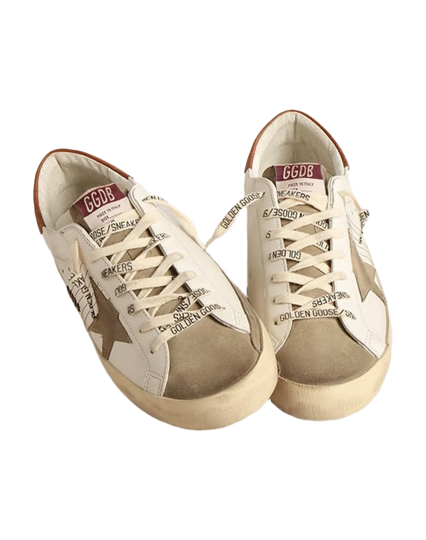 Men | Super-Star with Suede Star & Leather Heel Tab | White x Taupe x Brown (V1)