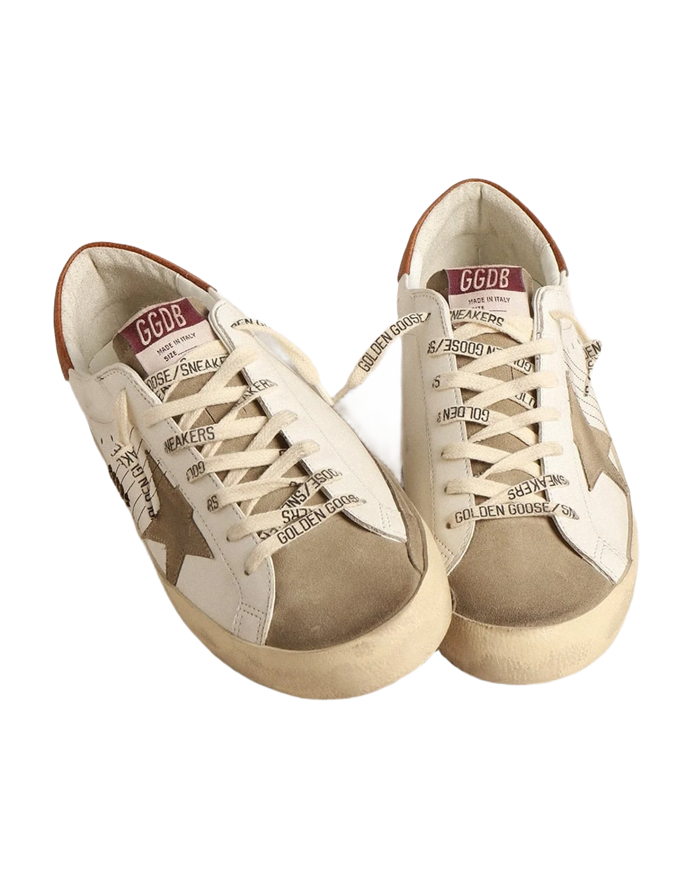 Men | Super-Star with Suede Star & Leather Heel Tab | White x Taupe x Brown (V1) - Image 3
