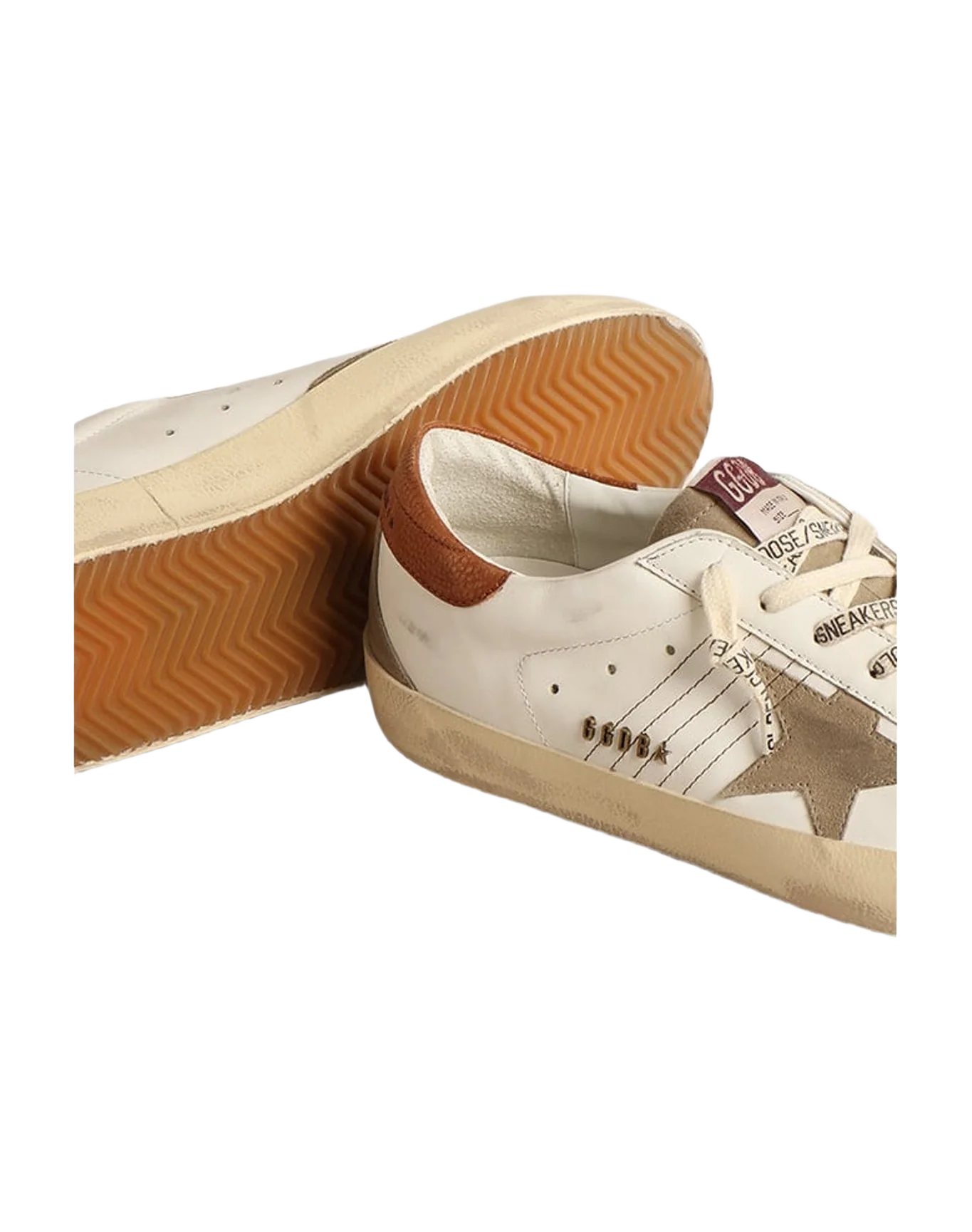 Men | Super-Star with Suede Star & Leather Heel Tab | White x Taupe x Brown (V1) - Image 6