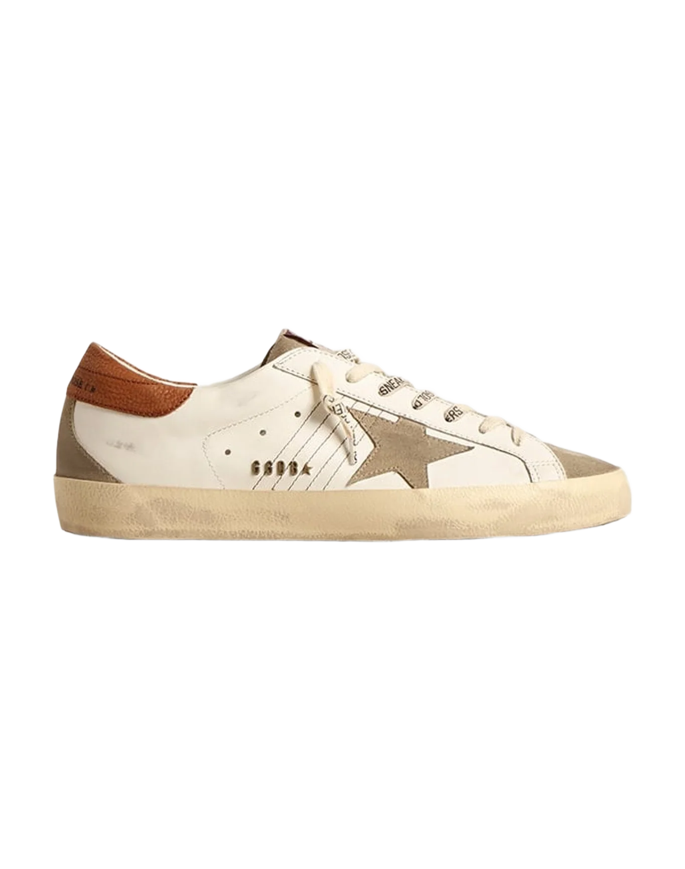 Men | Super-Star with Suede Star & Leather Heel Tab | White x Taupe x Brown (V1) - Image 9