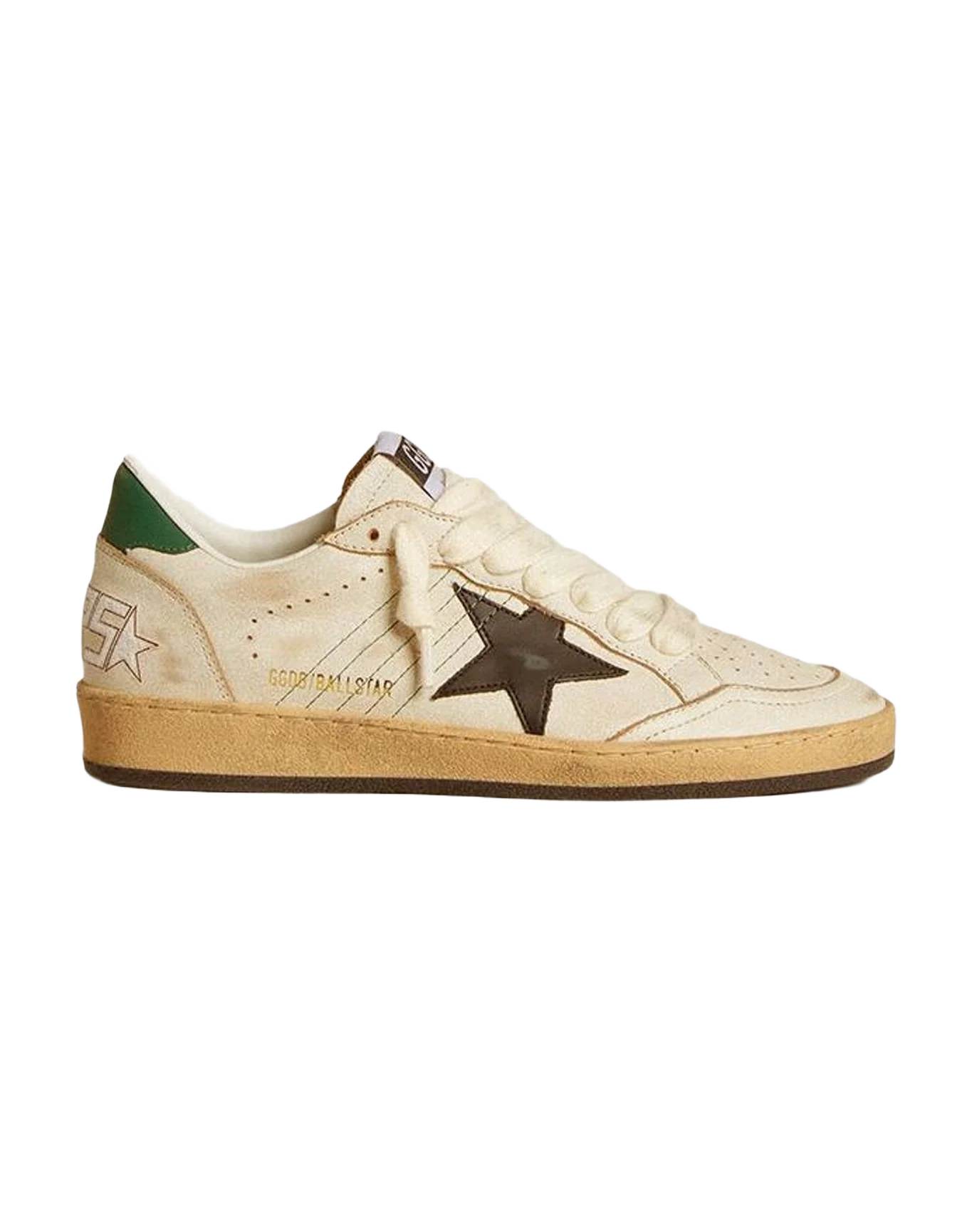 Women | Ball Star with Leather Star & Leather Heel Tab | White x Black x Dark Green (V1) - Image 3