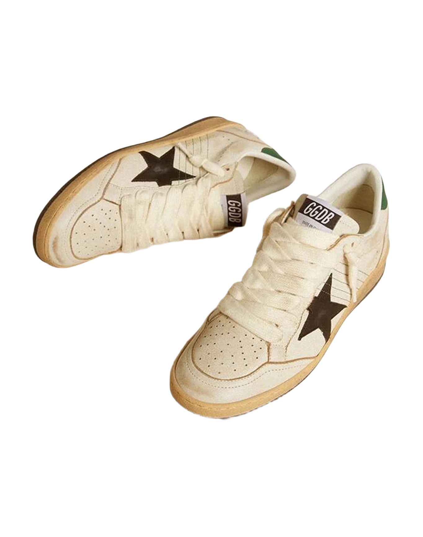Women | Ball Star with Leather Star & Leather Heel Tab | White x Black x Dark Green (V1) - Image 5