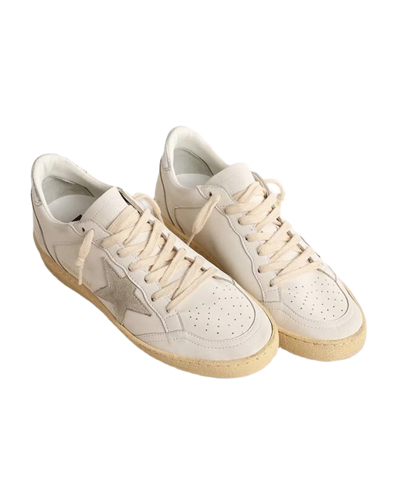 Women | Ball Star with Suede Star & Metallic Leather Heel Tab | White x Ice x Silver (V2) - Image 6