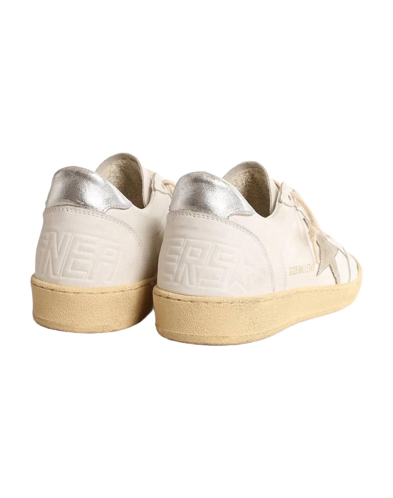 Women | Ball Star with Suede Star & Metallic Leather Heel Tab | White x Ice x Silver (V2) - Image 7