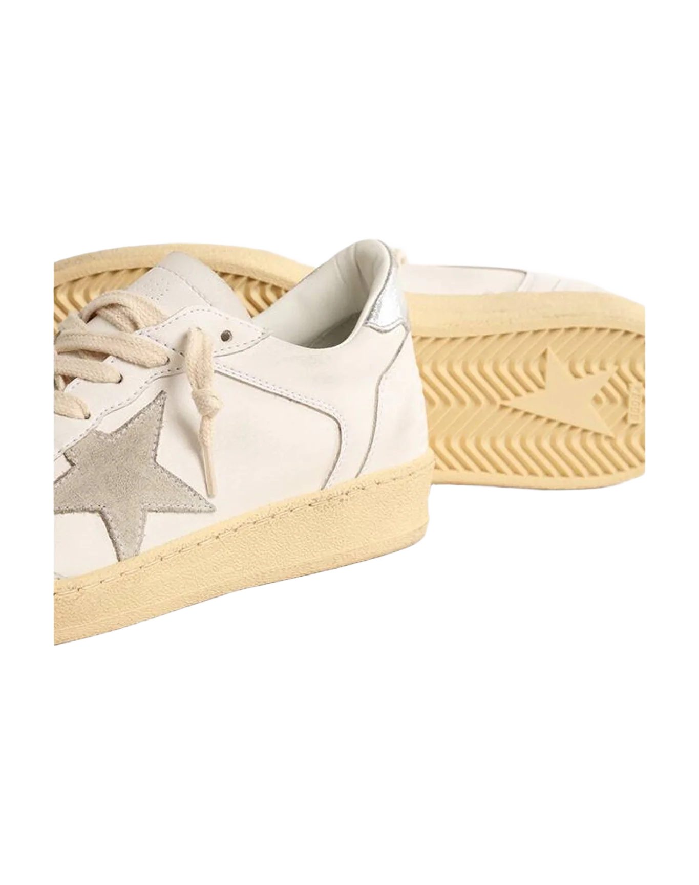 Women | Ball Star with Suede Star & Metallic Leather Heel Tab | White x Ice x Silver (V2) - Image 8