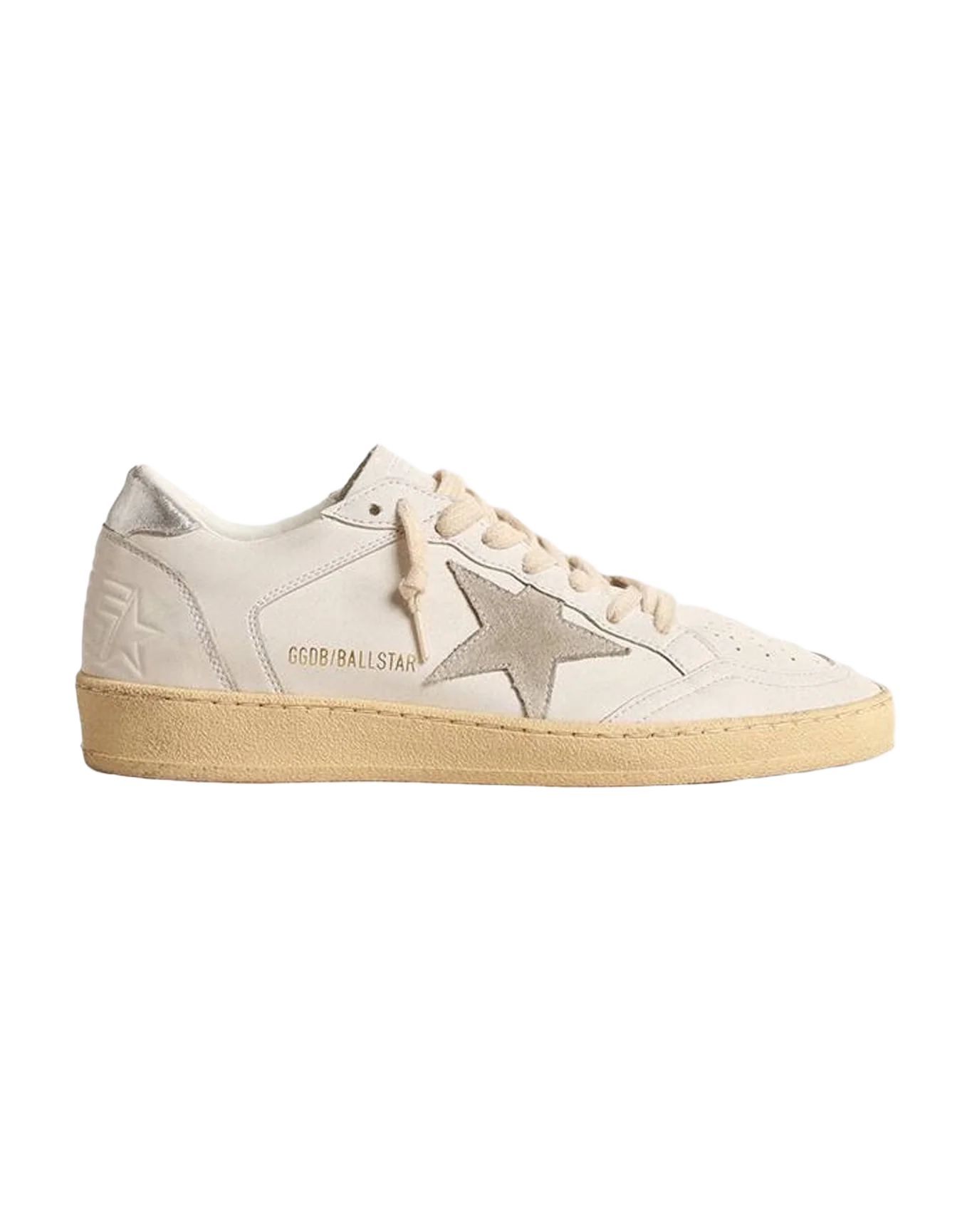 Women | Ball Star with Suede Star & Metallic Leather Heel Tab | White x Ice x Silver (V2) - Image 9