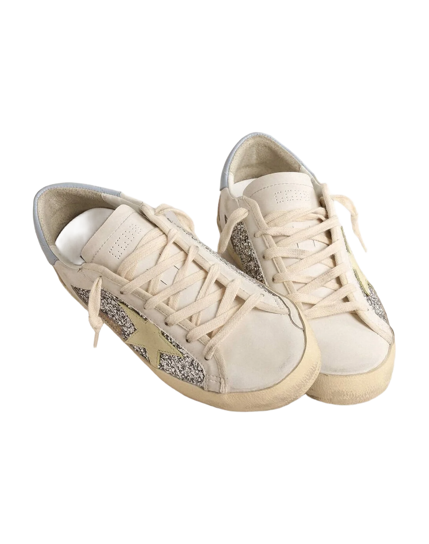 Women | Bio Based Super-Star with Glitter & Leather Star | Silver x White x Light Yellow x Powder Blu x Beige (V1) - Image 3