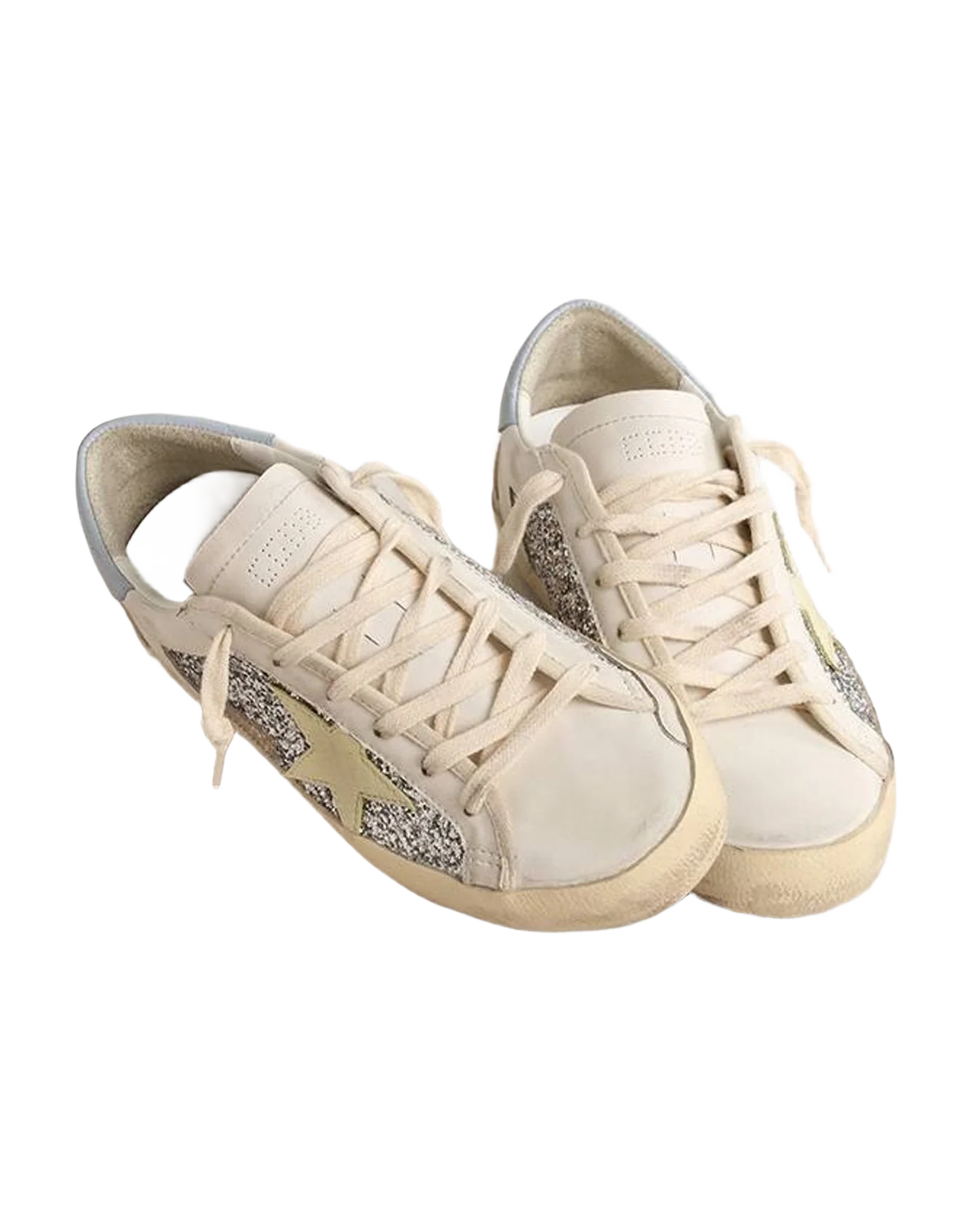 Women | Bio Based Super-Star with Glitter & Leather Star | Silver x White x Light Yellow x Powder Blu x Beige (V1) - Image 5