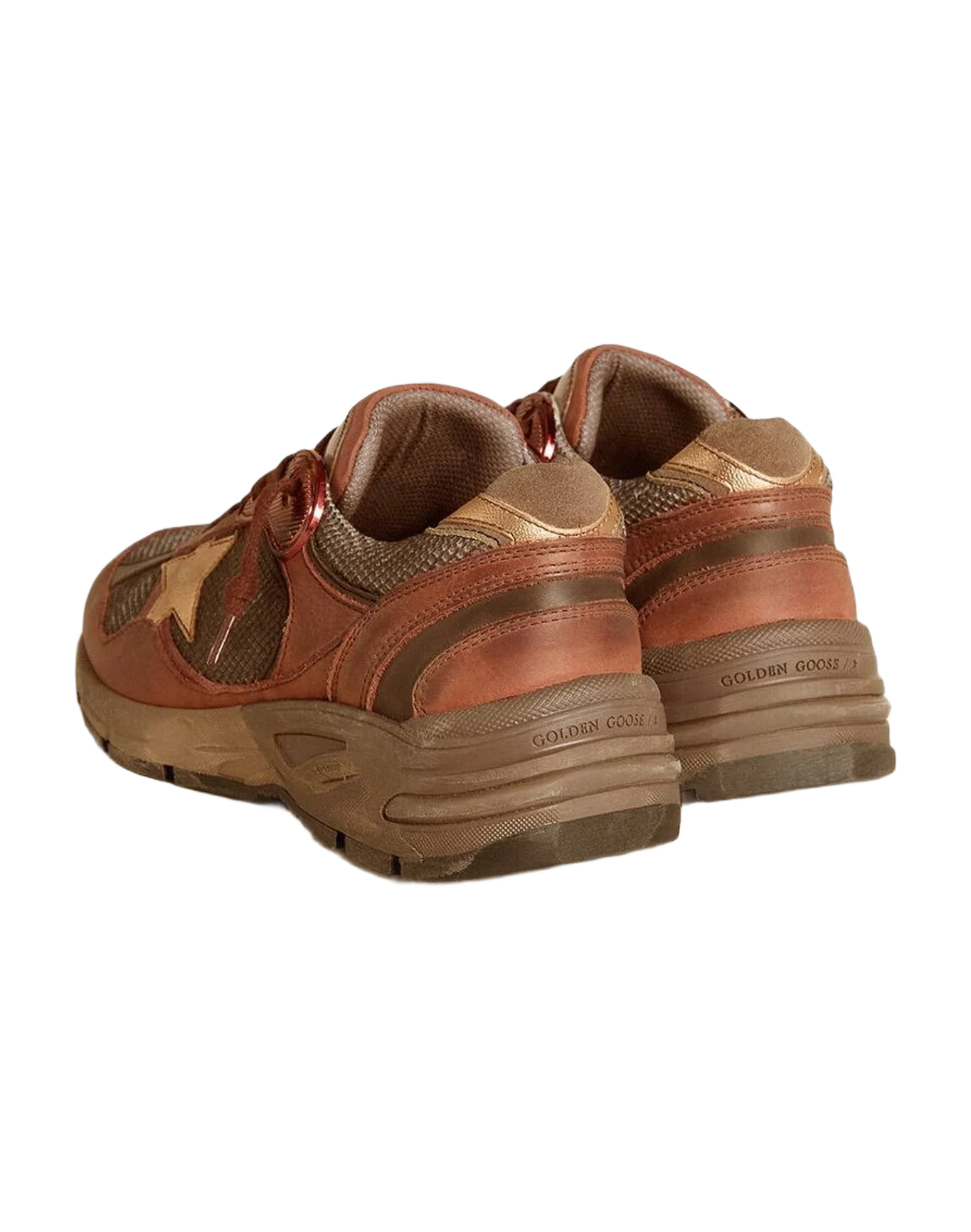 Women | Dad Star Nubuck with Gold Leather Star & Suede Heel Tab | Brown x Gray x Rame (V1) - Image 4