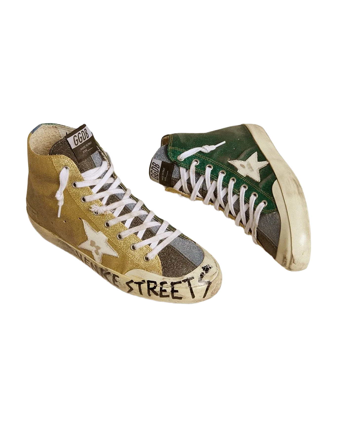 Women | Francy Lab Golden Glitter with White Leather Star | Gold x Green x Anthracite x Lilac (V1) - Image 3