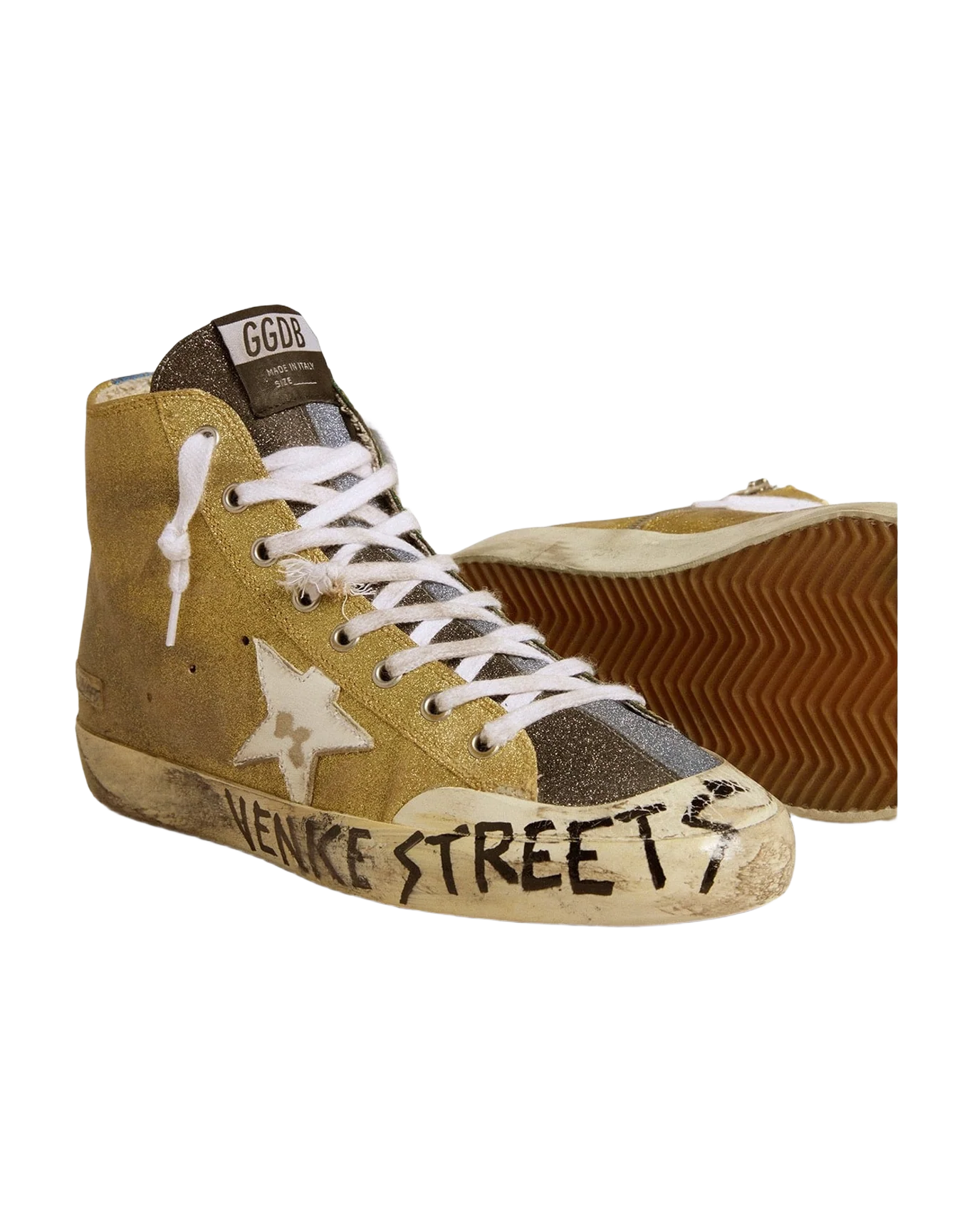 Women | Francy Lab Golden Glitter with White Leather Star | Gold x Green x Anthracite x Lilac (V2) - Image 4