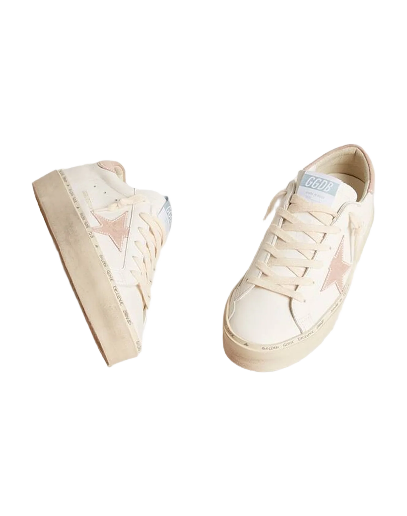 Women | Hi Star Ltd with Old Rose Suede Star & Heel Tab with Pearls | Optic White x Powder Pink (V2) - Image 6